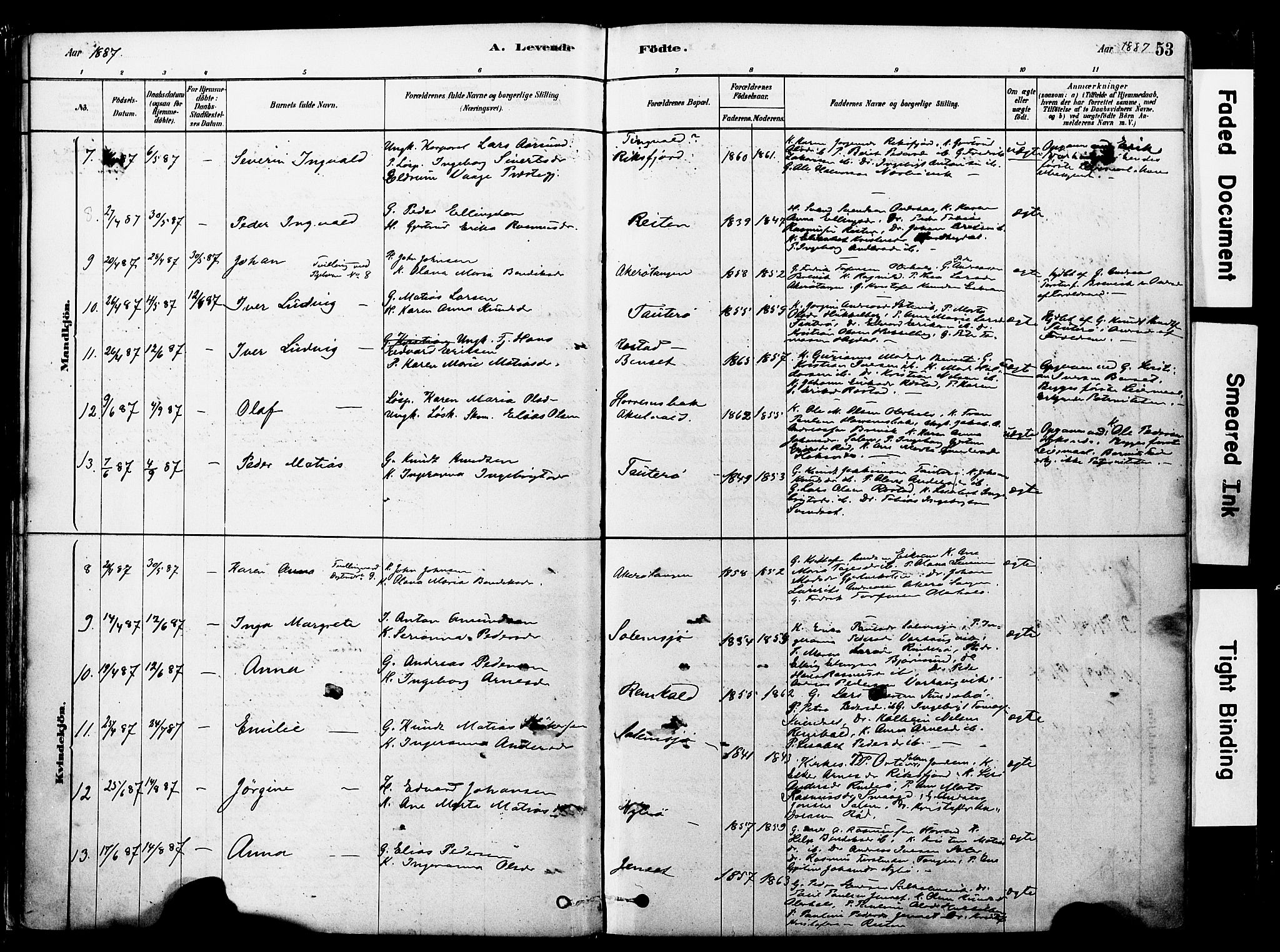 Ministerialprotokoller, klokkerbøker og fødselsregistre - Møre og Romsdal, SAT/A-1454/560/L0721: Ministerialbok nr. 560A05, 1878-1917, s. 53