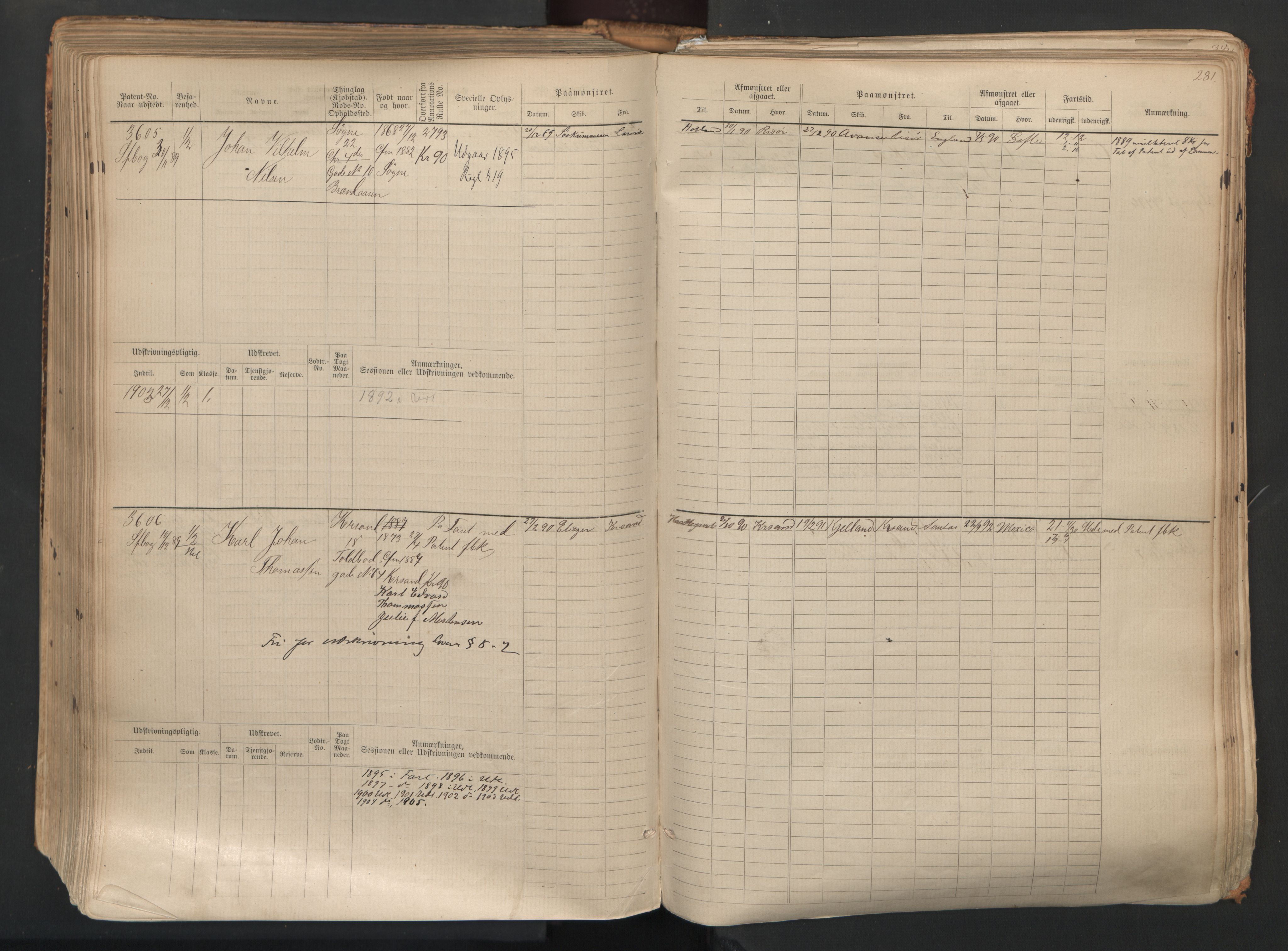 Kristiansand mønstringskrets, AV/SAK-2031-0015/F/Fb/L0007: Hovedrulle nr 3049-3810, I-14, 1883-1940, s. 287