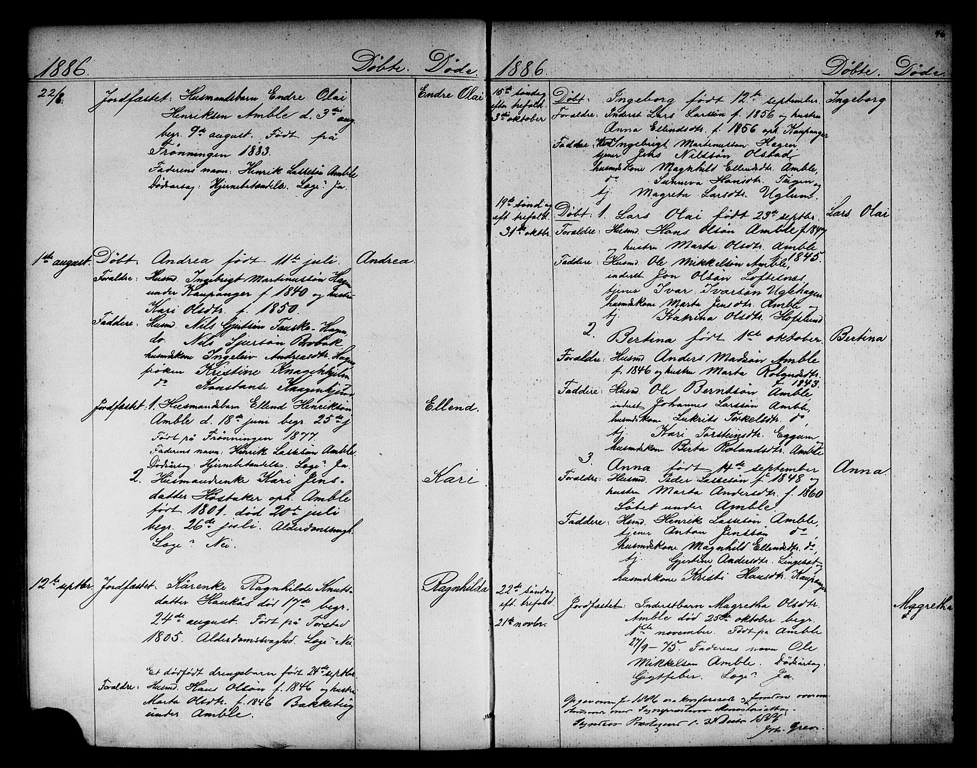 Sogndal sokneprestembete, SAB/A-81301/H/Hab/Habb/L0001: Klokkerbok nr. B 1, 1867-1907, s. 46