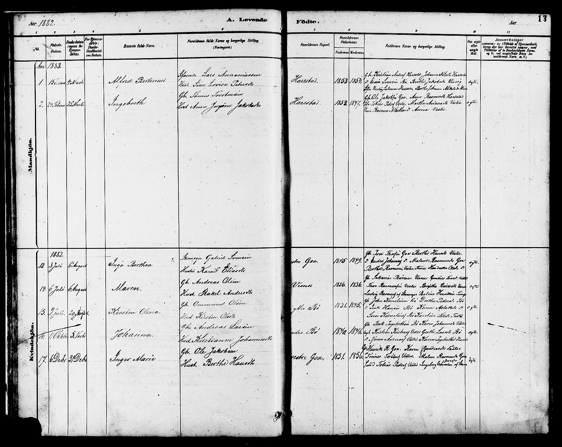 Hetland sokneprestkontor, AV/SAST-A-101826/30/30BB/L0006: Klokkerbok nr. B 6, 1878-1921, s. 13