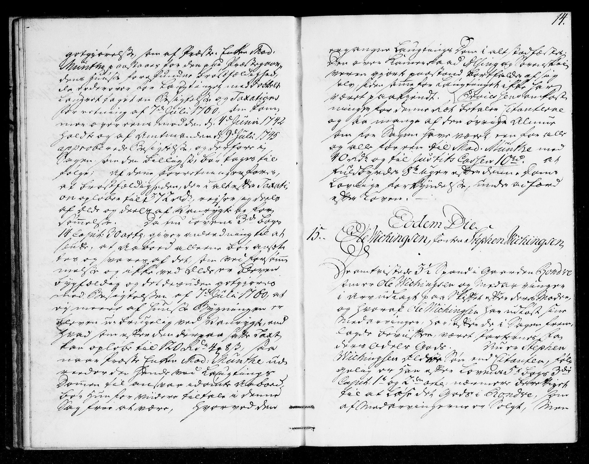 Overhoffretten 1667-1797, AV/RA-EA-2884/Ab/L0093: Domsprotokoll, 1762, s. 13b-14a
