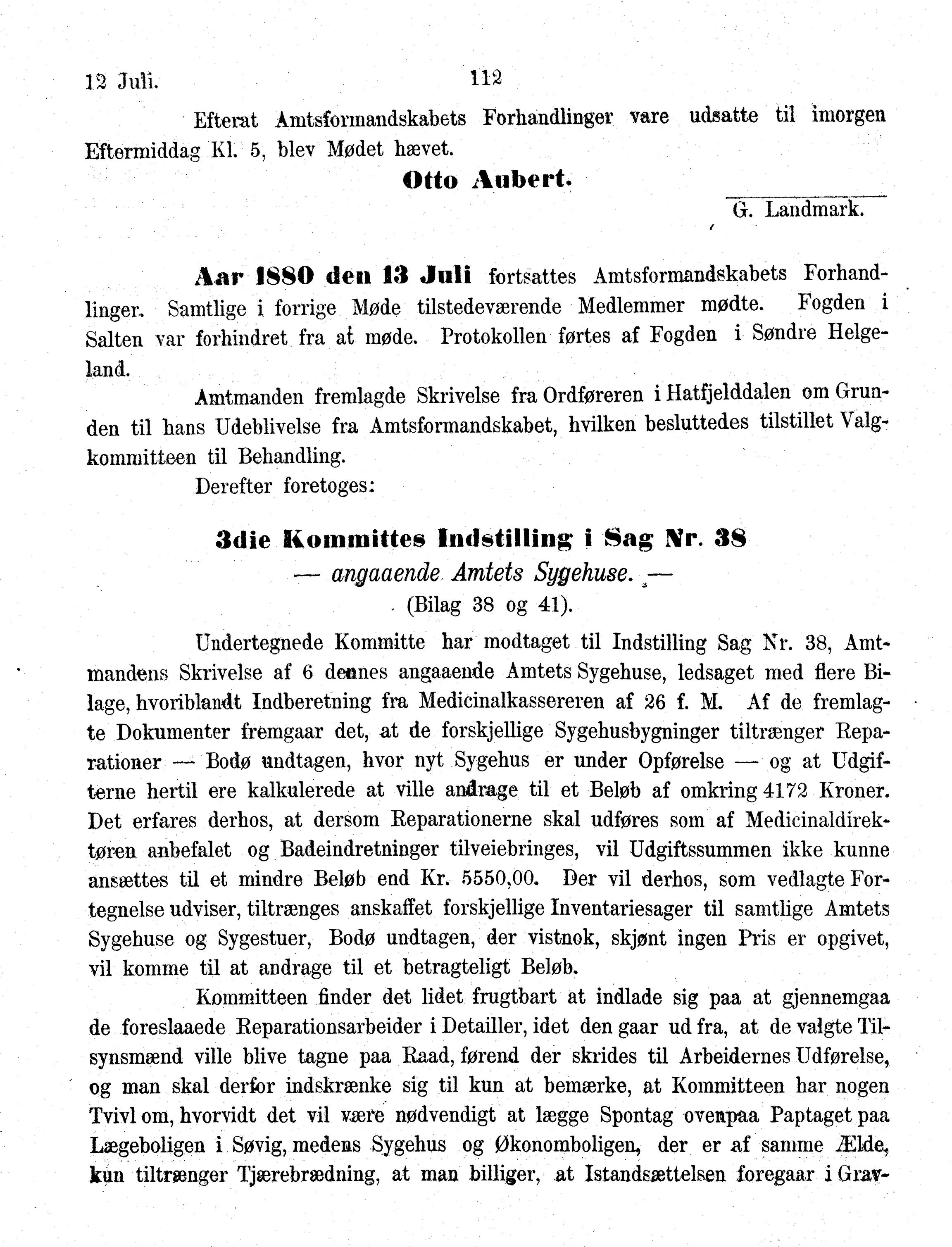 Nordland Fylkeskommune. Fylkestinget, AIN/NFK-17/176/A/Ac/L0013: Fylkestingsforhandlinger 1880, 1880, s. 112