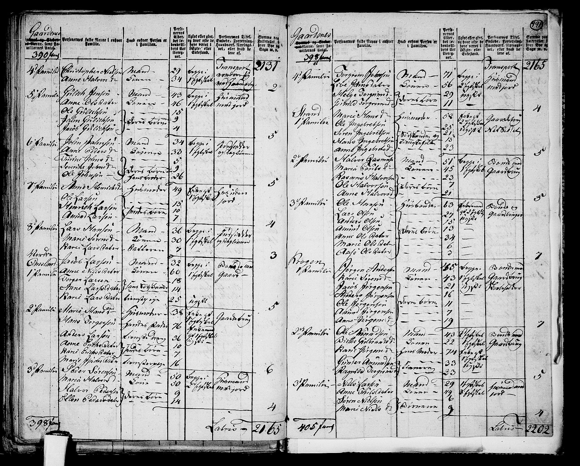 RA, Folketelling 1801 for 0726P Brunlanes prestegjeld, 1801, s. 490b-491a