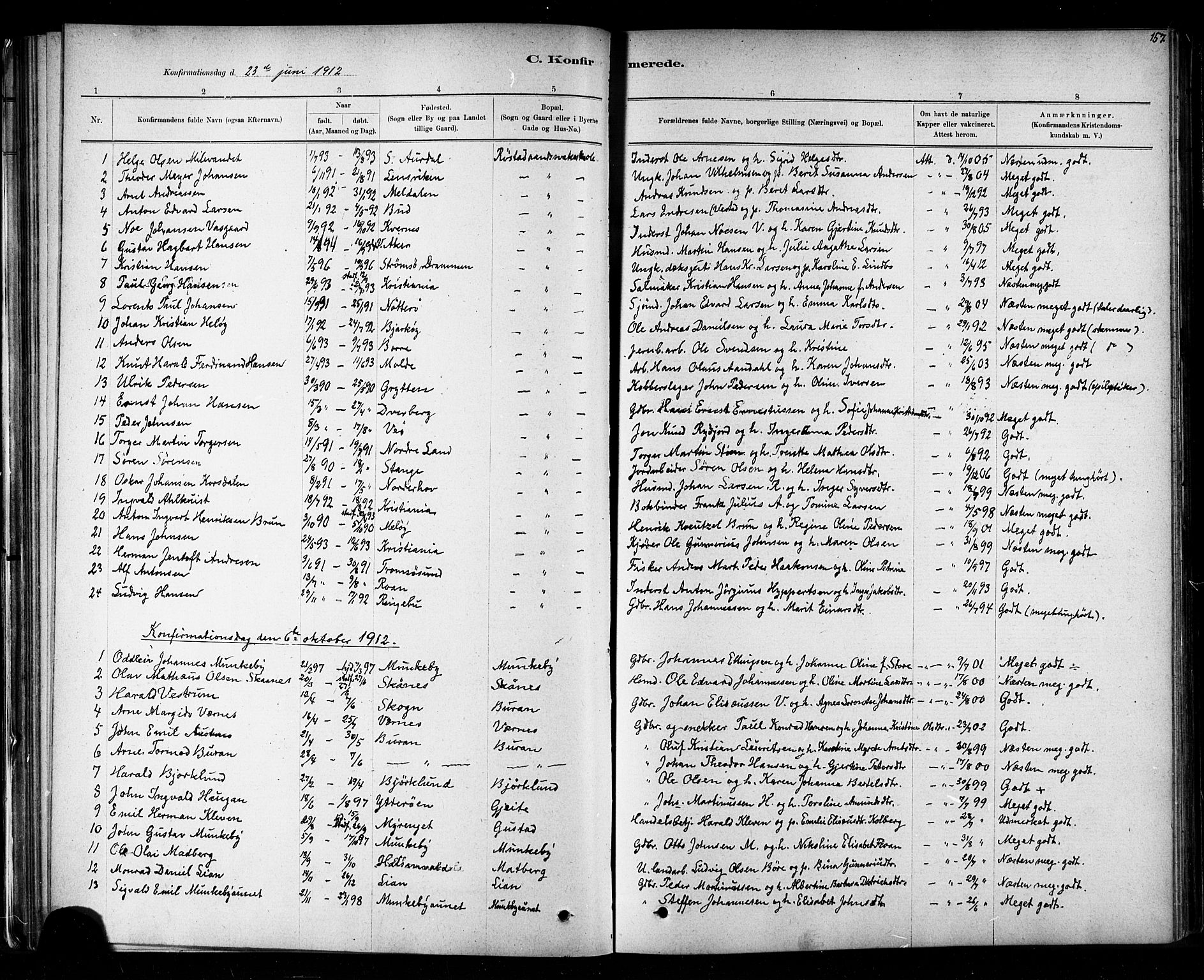 Ministerialprotokoller, klokkerbøker og fødselsregistre - Nord-Trøndelag, SAT/A-1458/721/L0208: Klokkerbok nr. 721C01, 1880-1917, s. 157