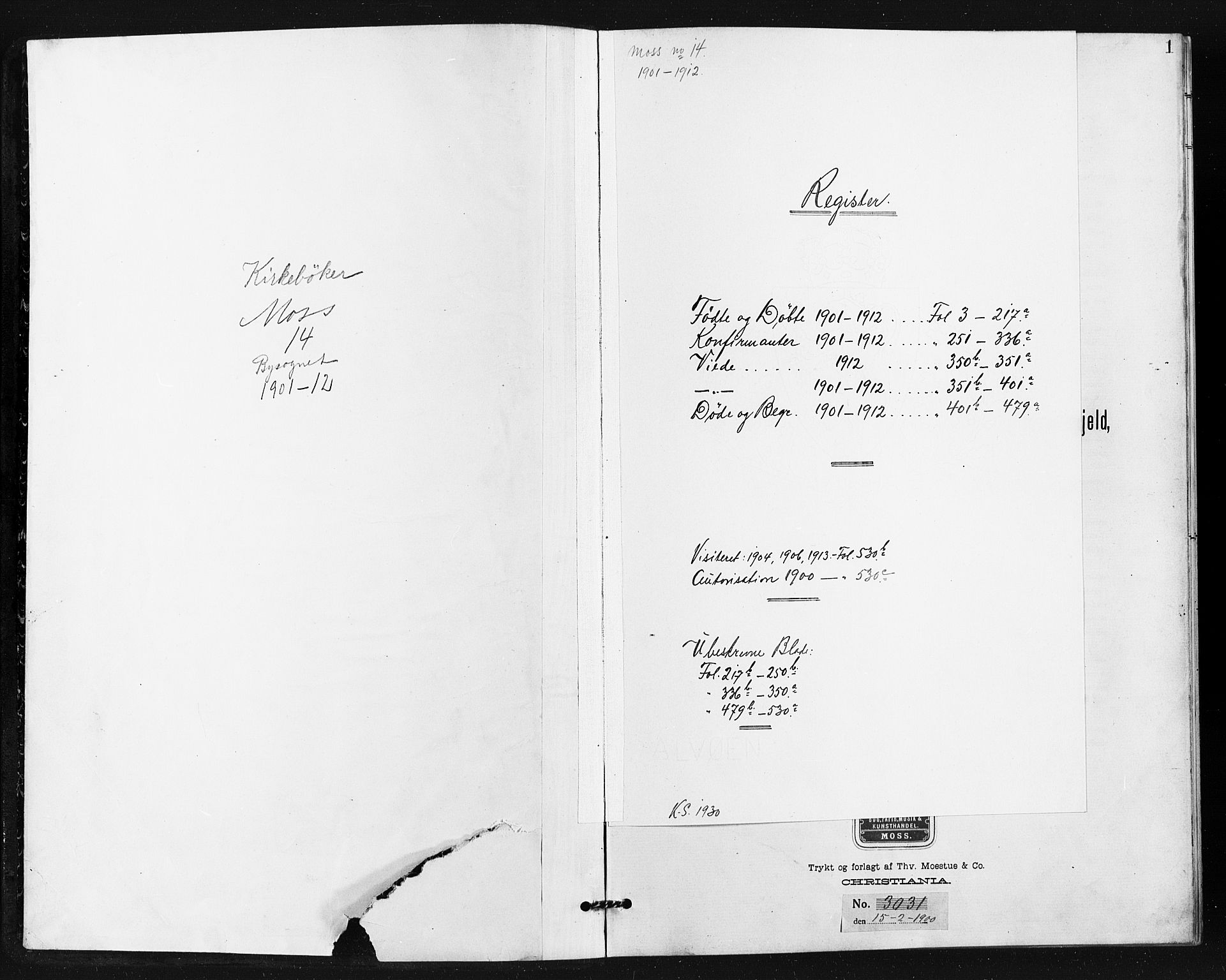 Moss prestekontor Kirkebøker, SAO/A-2003/G/Ga/L0007: Klokkerbok nr. I 7, 1901-1912