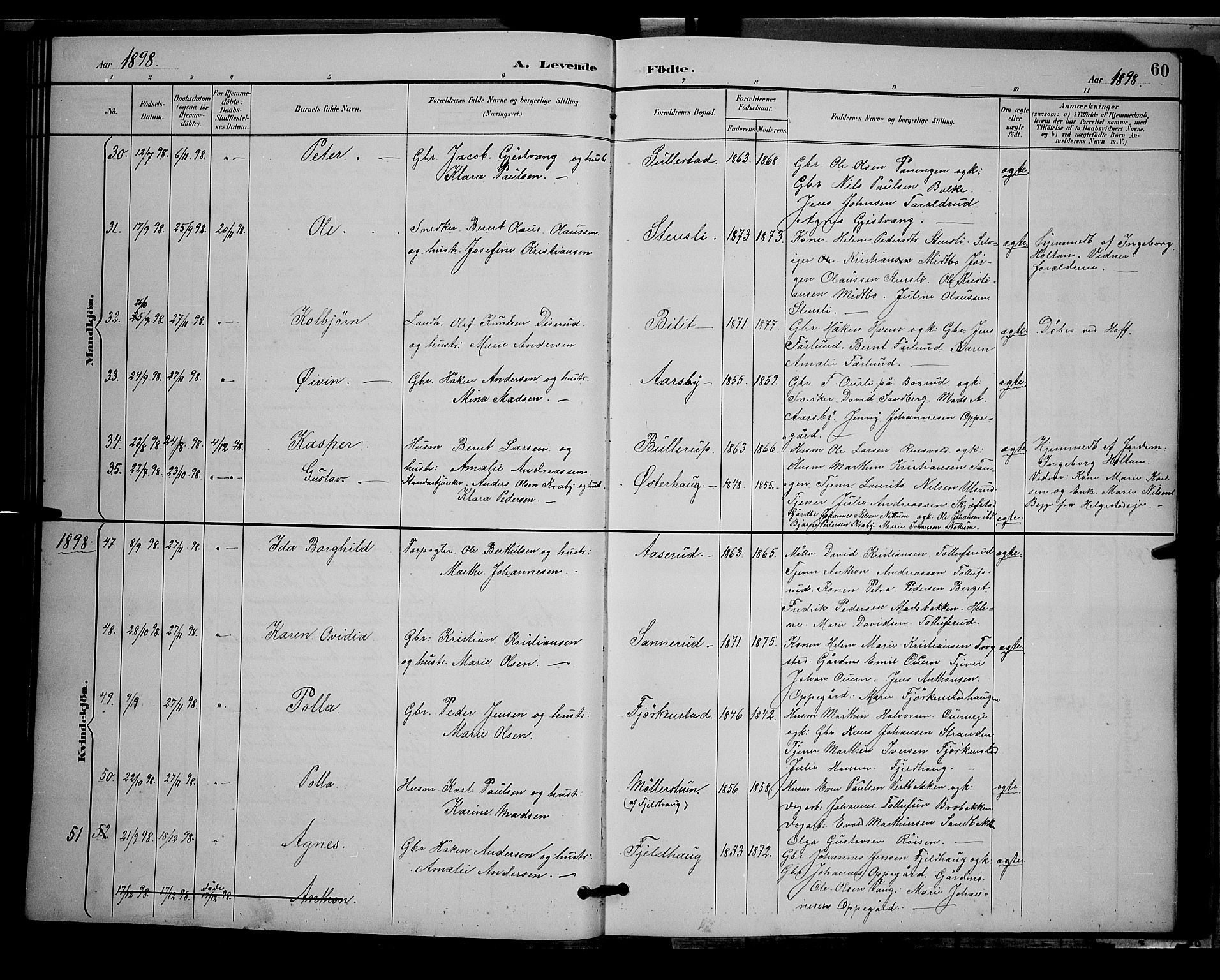 Østre Toten prestekontor, AV/SAH-PREST-104/H/Ha/Hab/L0006: Klokkerbok nr. 6, 1893-1901, s. 60