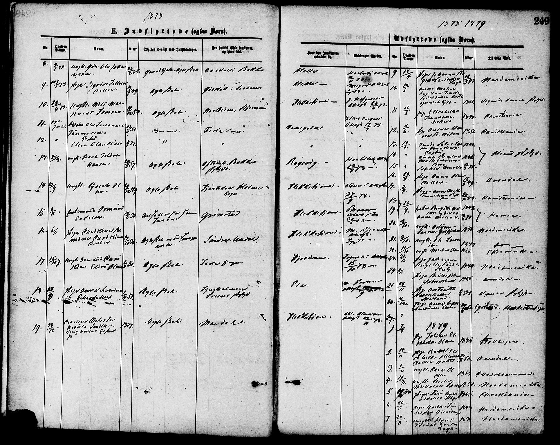 Flekkefjord sokneprestkontor, SAK/1111-0012/F/Fa/Fac/L0007: Ministerialbok nr. A 7, 1875-1885, s. 249