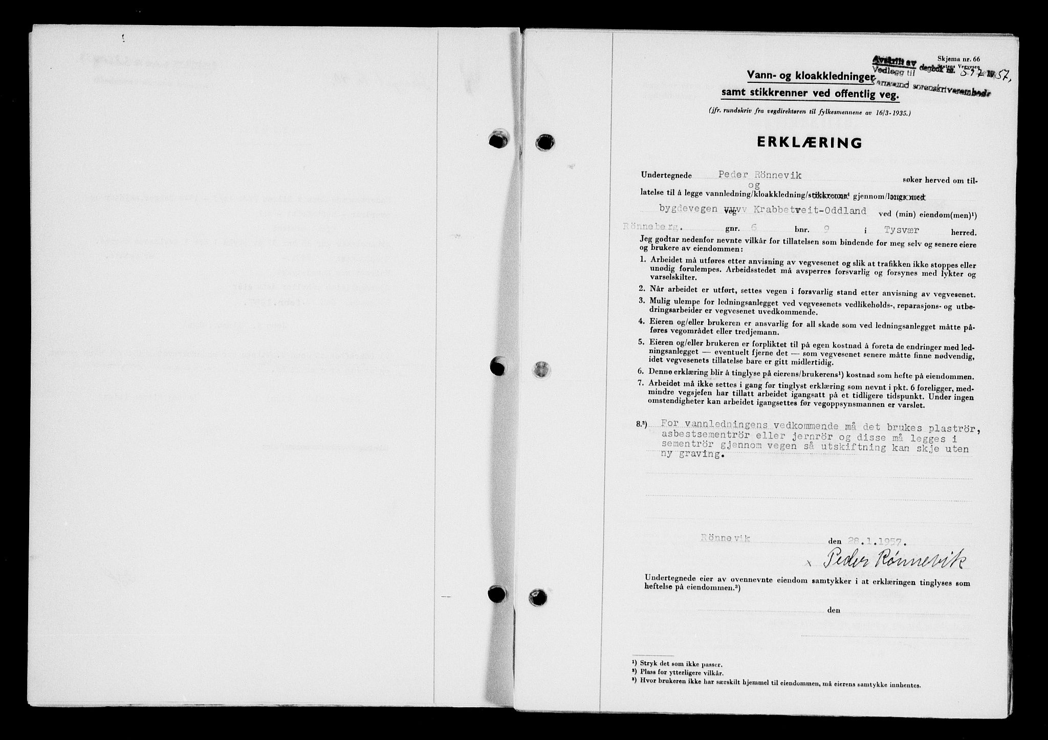 Karmsund sorenskriveri, SAST/A-100311/01/II/IIB/L0124: Pantebok nr. 104A, 1957-1957, Dagboknr: 597/1957