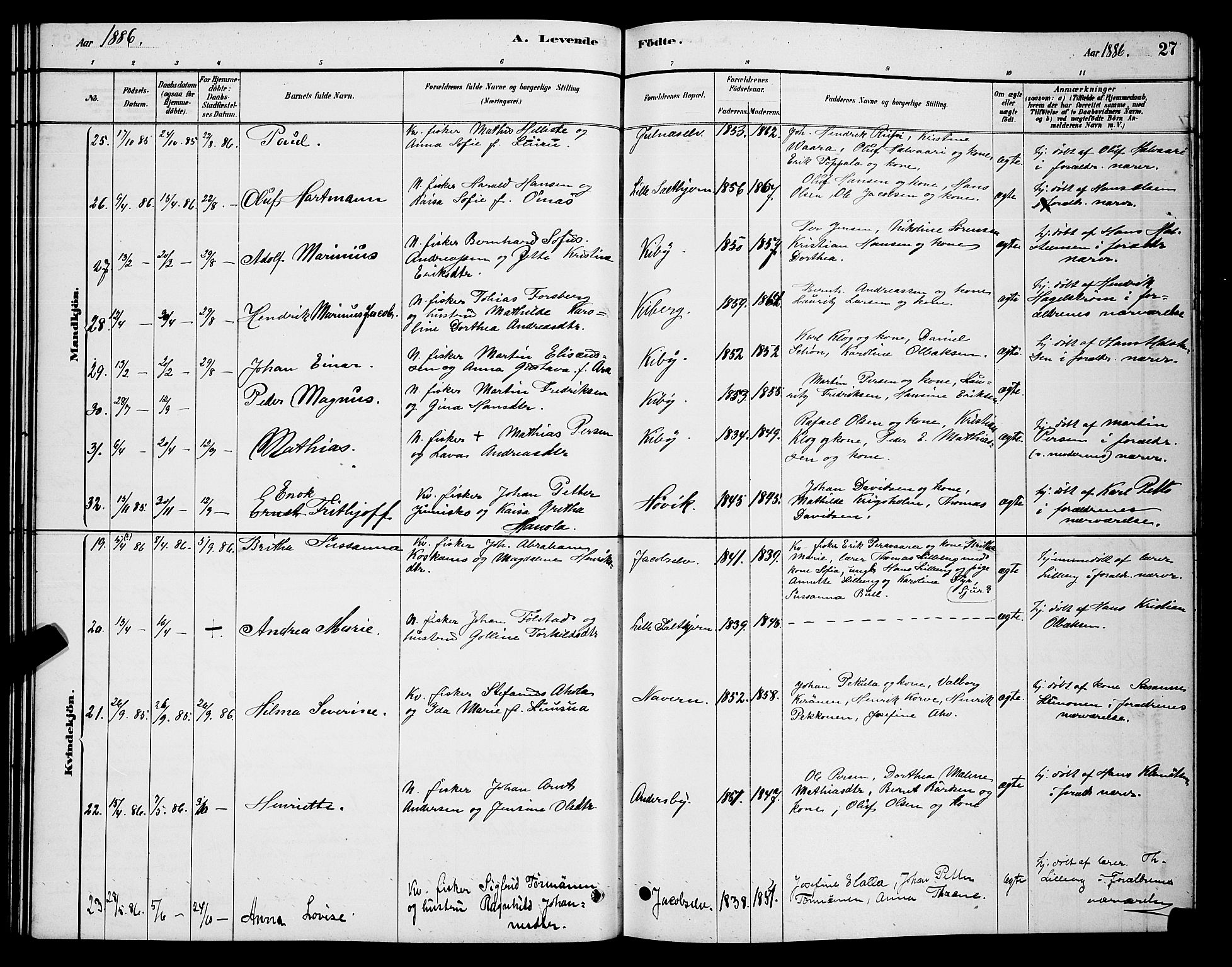 Vadsø sokneprestkontor, AV/SATØ-S-1325/H/Hb/L0003klokker: Klokkerbok nr. 3, 1881-1901, s. 27