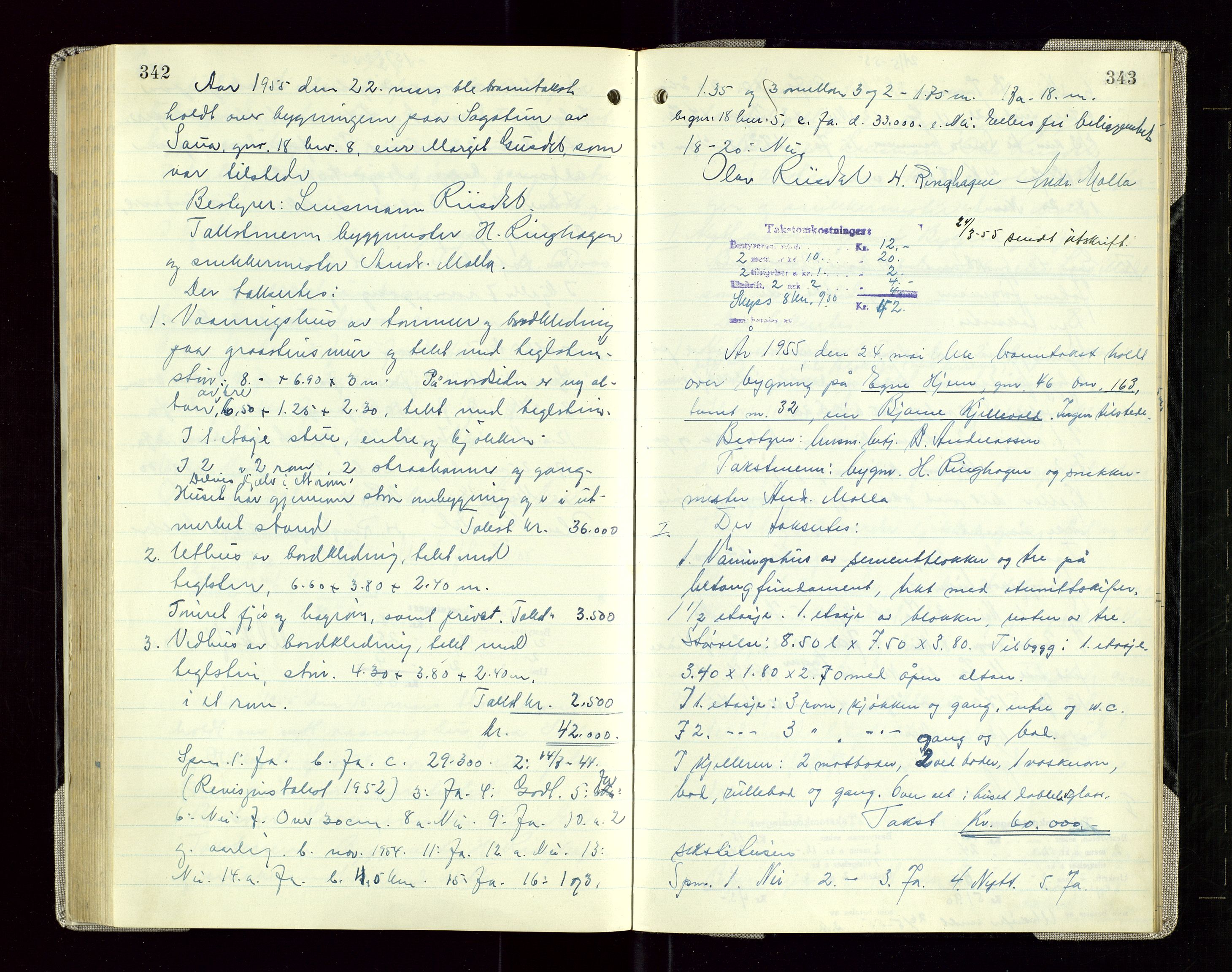 Sauda lensmannskontor, AV/SAST-A-100177/Goa/L0005: "Branntakstprotokoll for Sauda lensmannsdistrikt", 1946-1955, s. 342-343