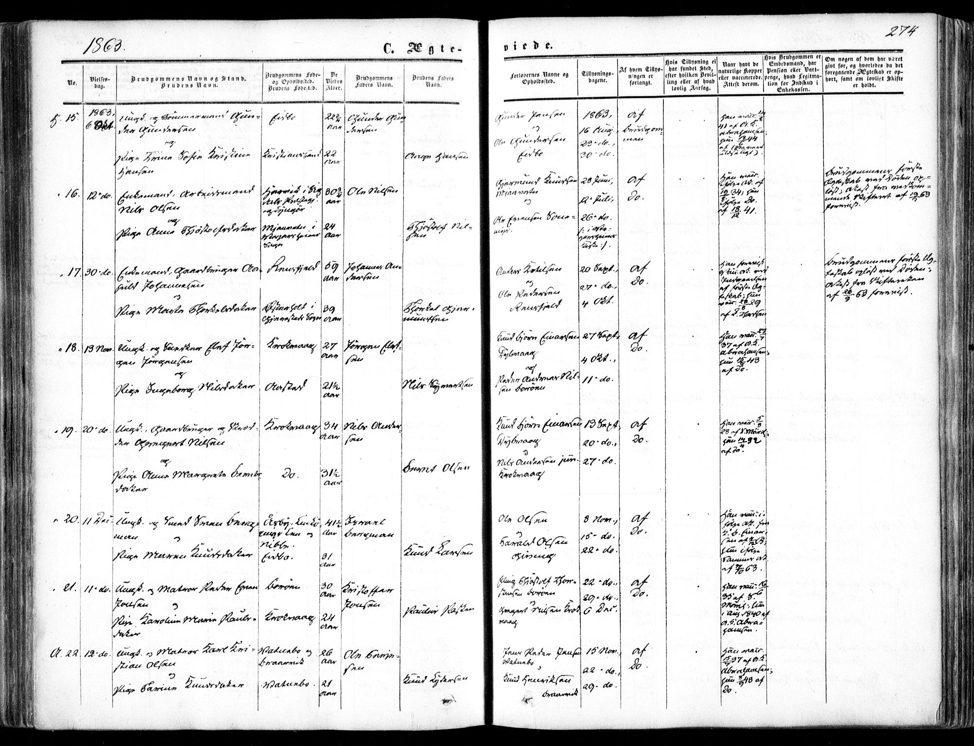 Dypvåg sokneprestkontor, AV/SAK-1111-0007/F/Fa/Faa/L0006: Ministerialbok nr. A 6, 1855-1872, s. 274