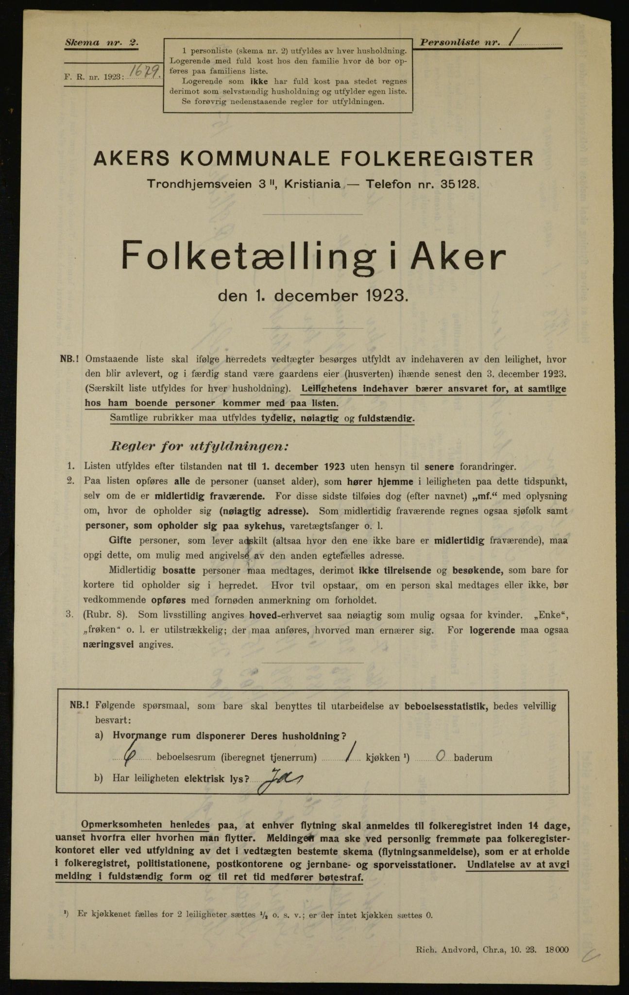 , Kommunal folketelling 1.12.1923 for Aker, 1923, s. 46177