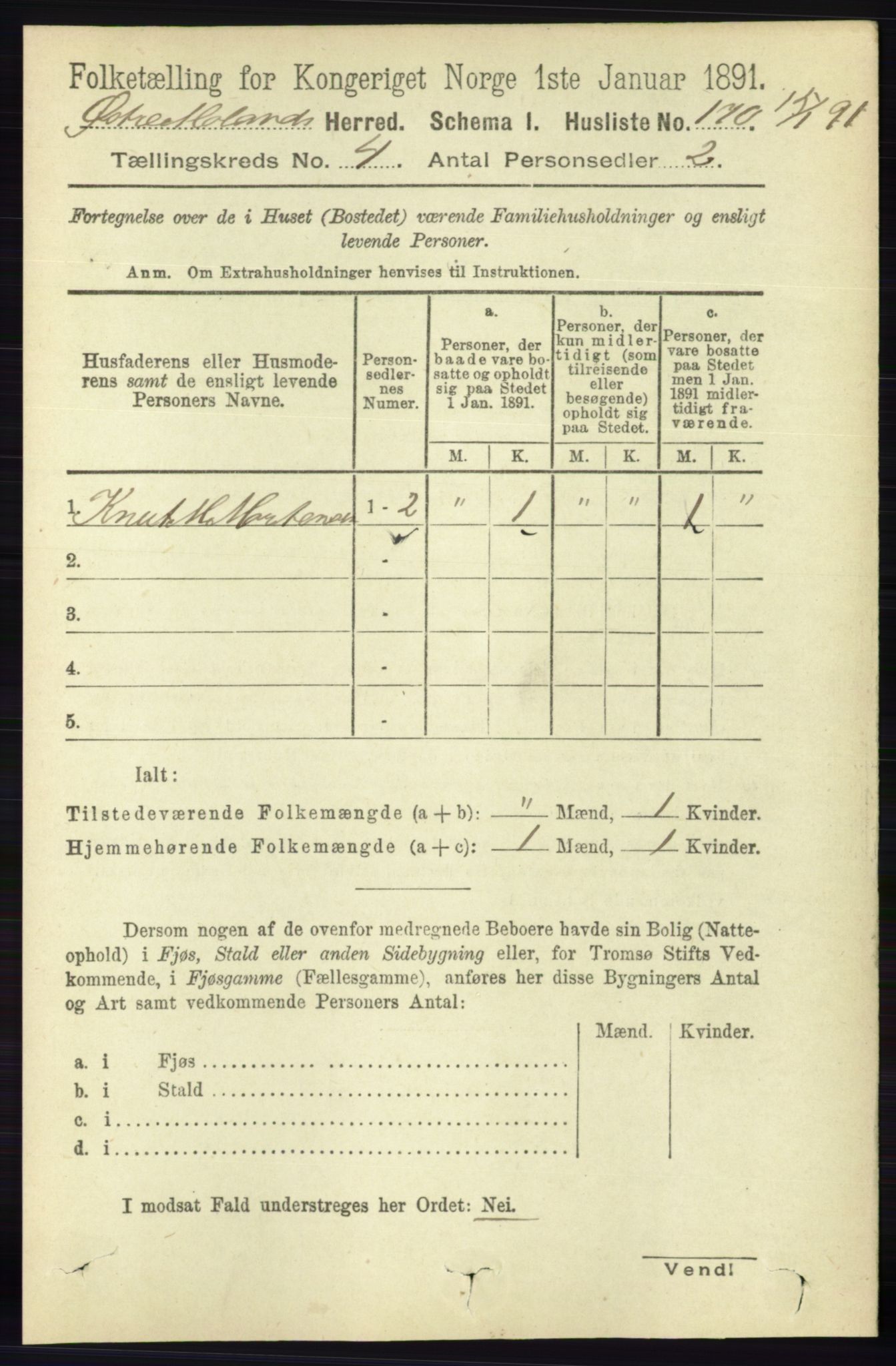 RA, Folketelling 1891 for 0918 Austre Moland herred, 1891, s. 2071