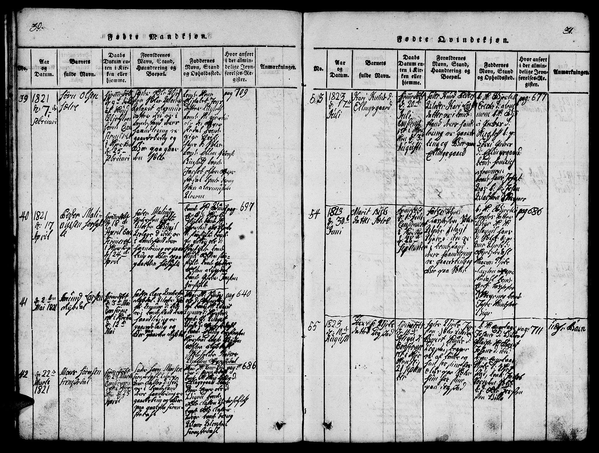 Ministerialprotokoller, klokkerbøker og fødselsregistre - Møre og Romsdal, SAT/A-1454/541/L0546: Klokkerbok nr. 541C01, 1818-1856, s. 30-31