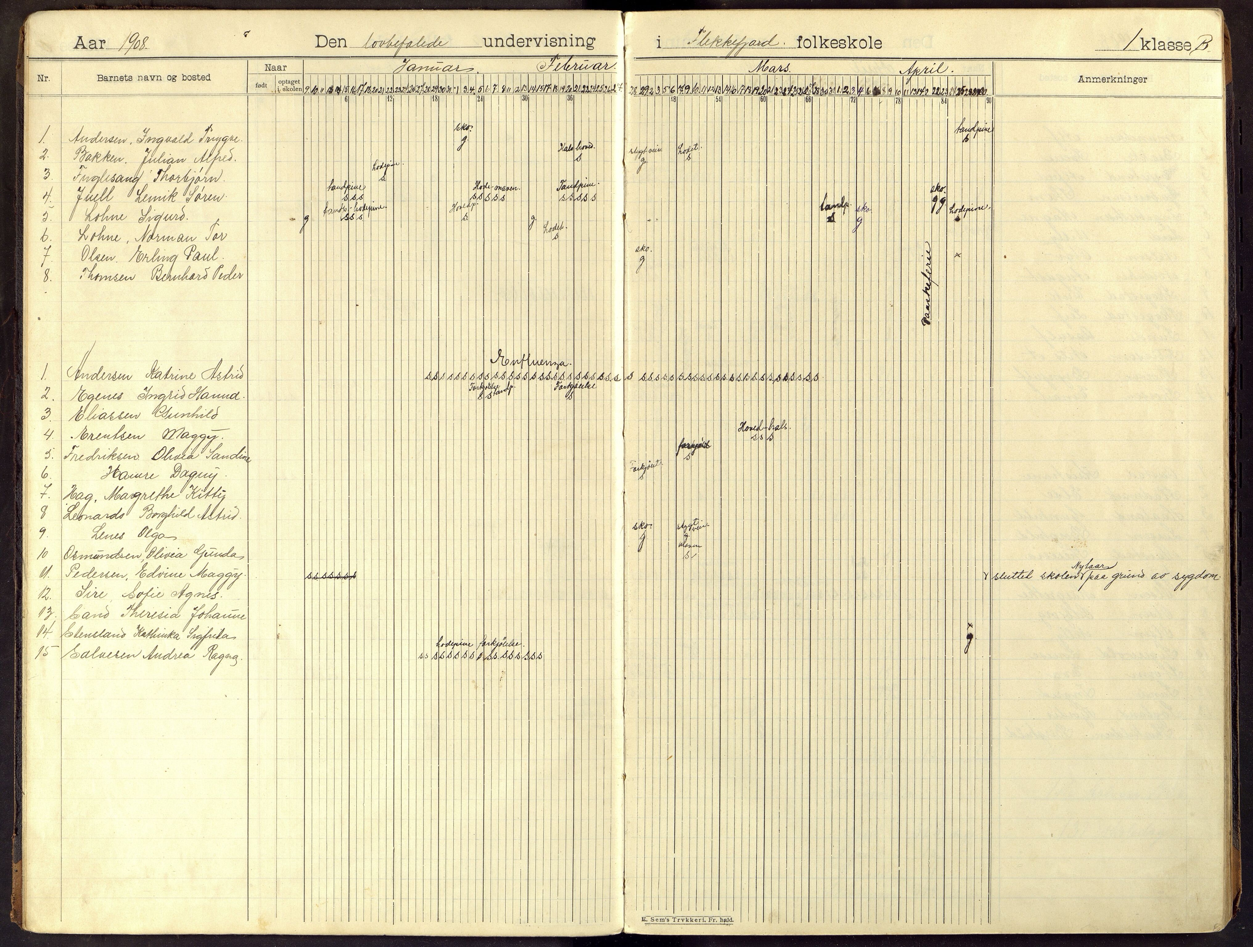 Flekkefjord By - Flekkefjord Folkeskole, ARKSOR/1004FG550/I/L0004: Dagbok, 1907-1916