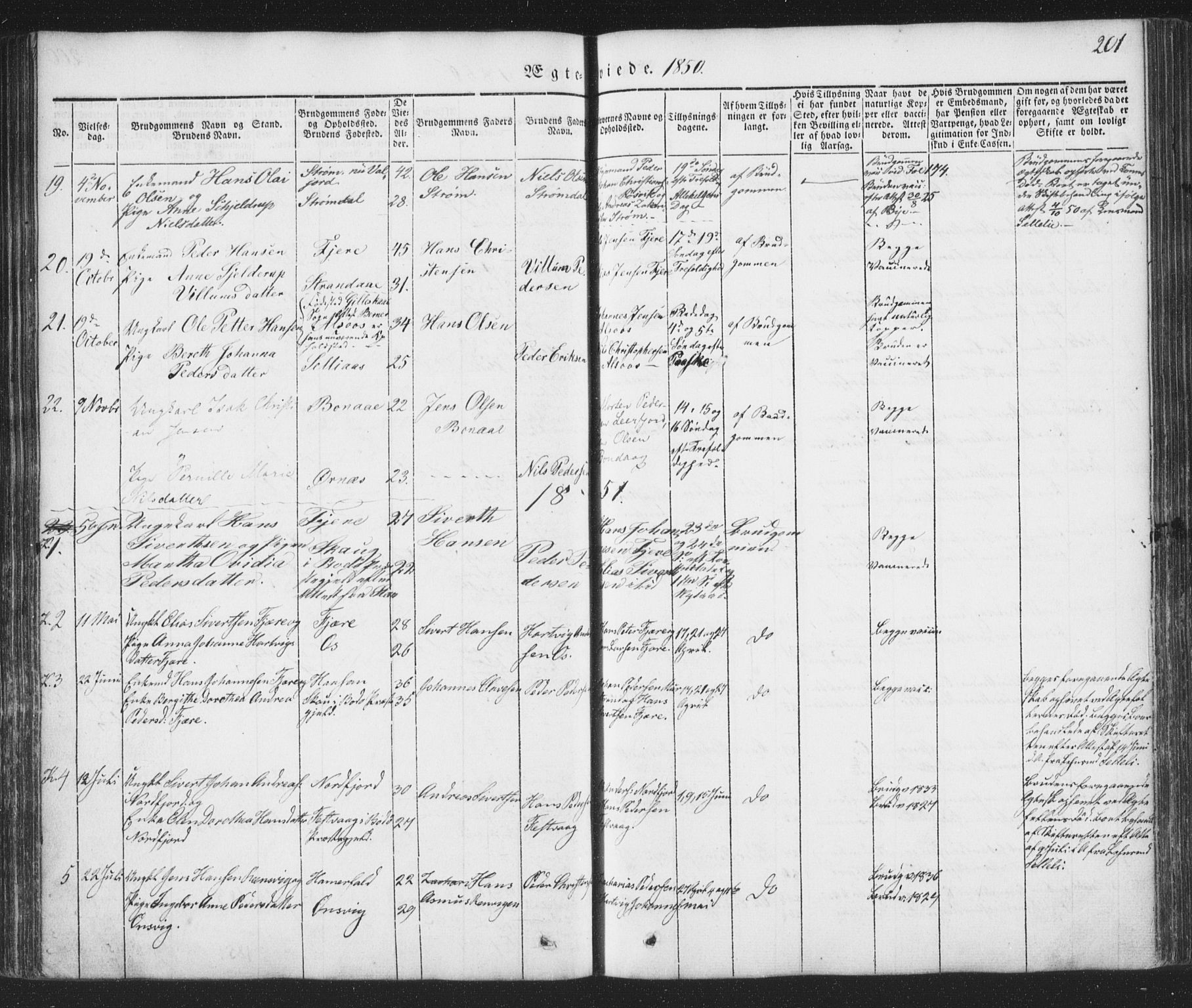 Ministerialprotokoller, klokkerbøker og fødselsregistre - Nordland, AV/SAT-A-1459/853/L0769: Ministerialbok nr. 853A08, 1836-1856, s. 201