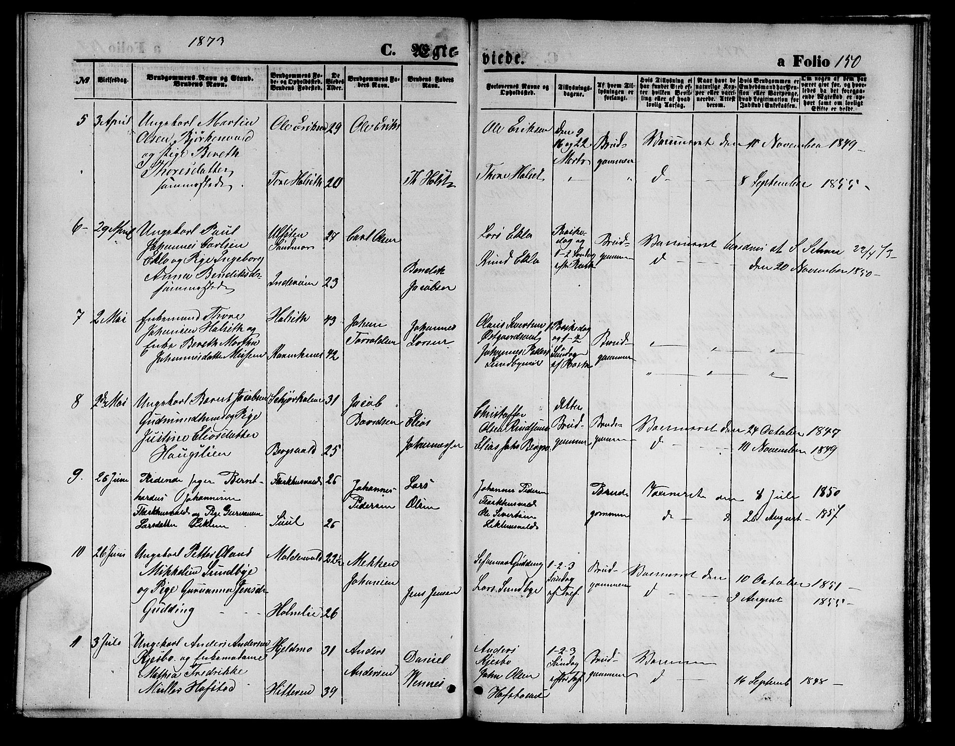 Ministerialprotokoller, klokkerbøker og fødselsregistre - Nord-Trøndelag, SAT/A-1458/723/L0255: Klokkerbok nr. 723C03, 1869-1879, s. 150
