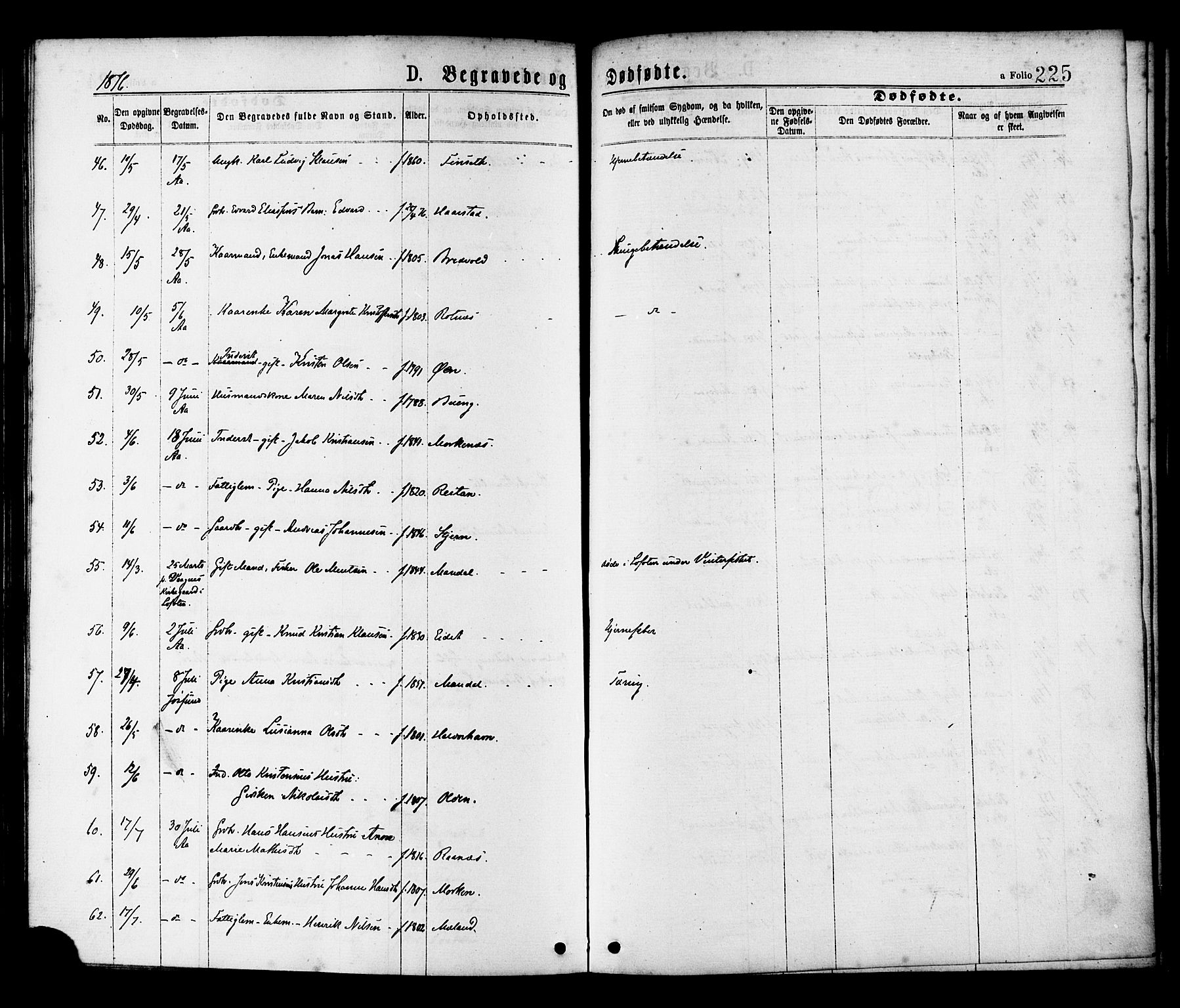 Ministerialprotokoller, klokkerbøker og fødselsregistre - Sør-Trøndelag, SAT/A-1456/655/L0679: Ministerialbok nr. 655A08, 1873-1879, s. 225