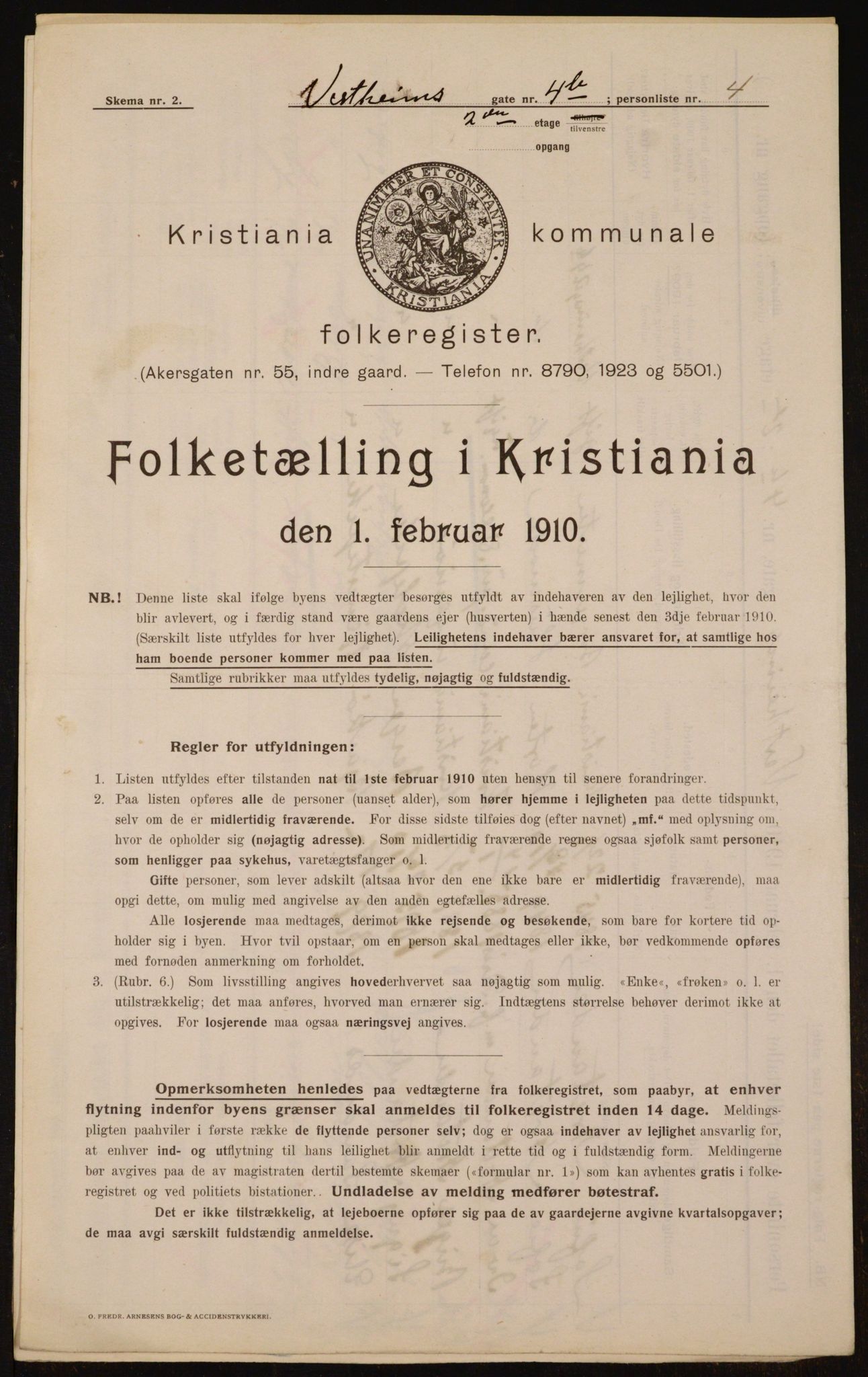 OBA, Kommunal folketelling 1.2.1910 for Kristiania, 1910, s. 116098