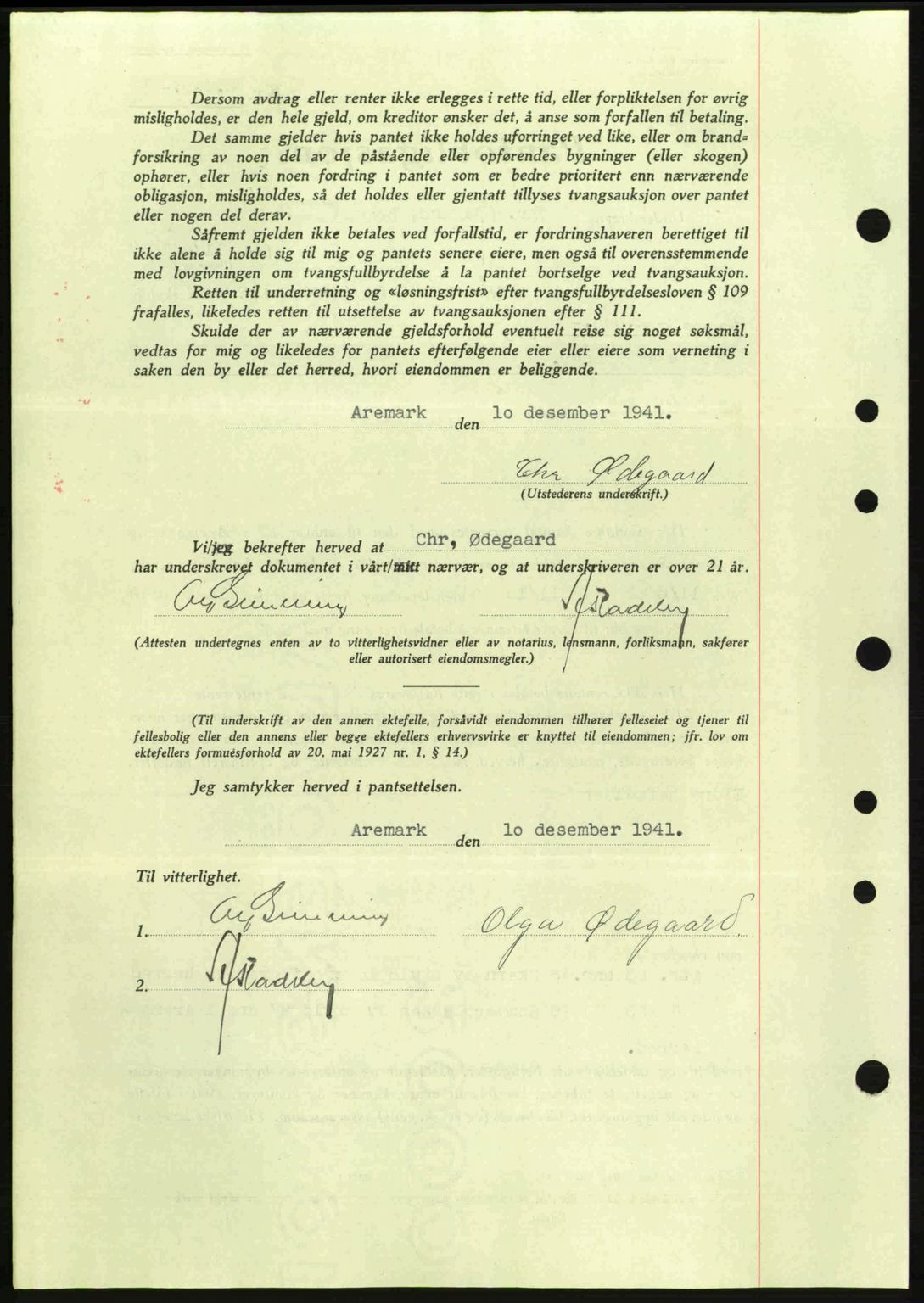 Idd og Marker sorenskriveri, AV/SAO-A-10283/G/Gb/Gbc/L0002: Pantebok nr. B4-9a, 1939-1945, Dagboknr: 1351/1941