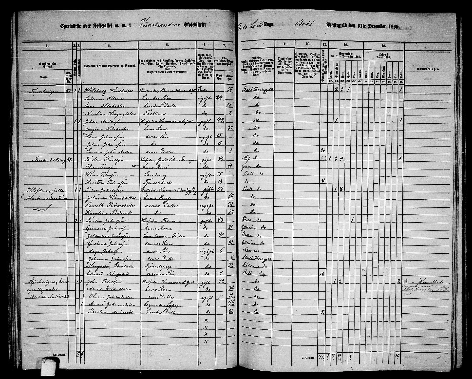 RA, Folketelling 1865 for 1843L Bodø prestegjeld, Bodø landsokn, 1865, s. 59