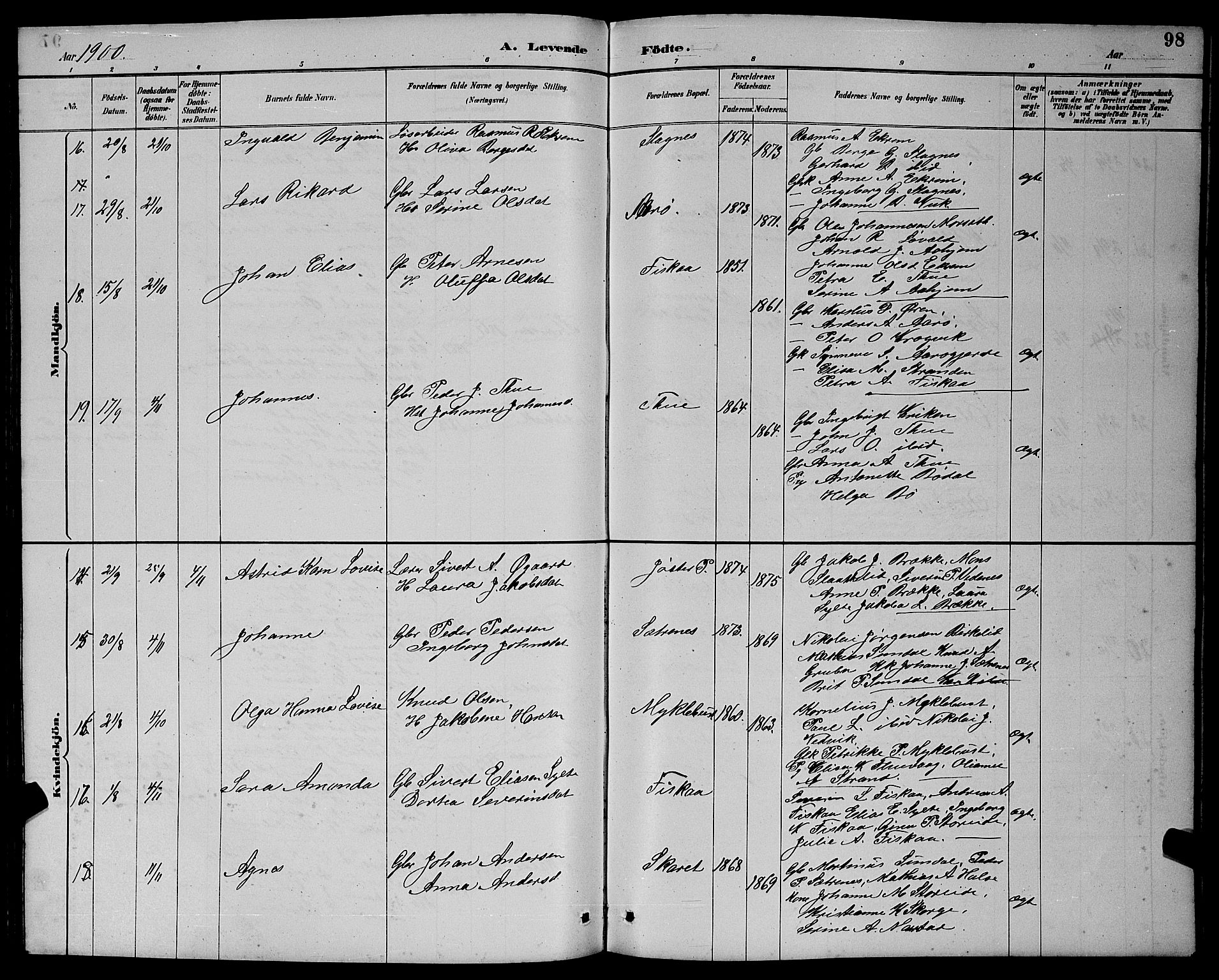 Ministerialprotokoller, klokkerbøker og fødselsregistre - Møre og Romsdal, AV/SAT-A-1454/501/L0017: Klokkerbok nr. 501C03, 1885-1901, s. 98