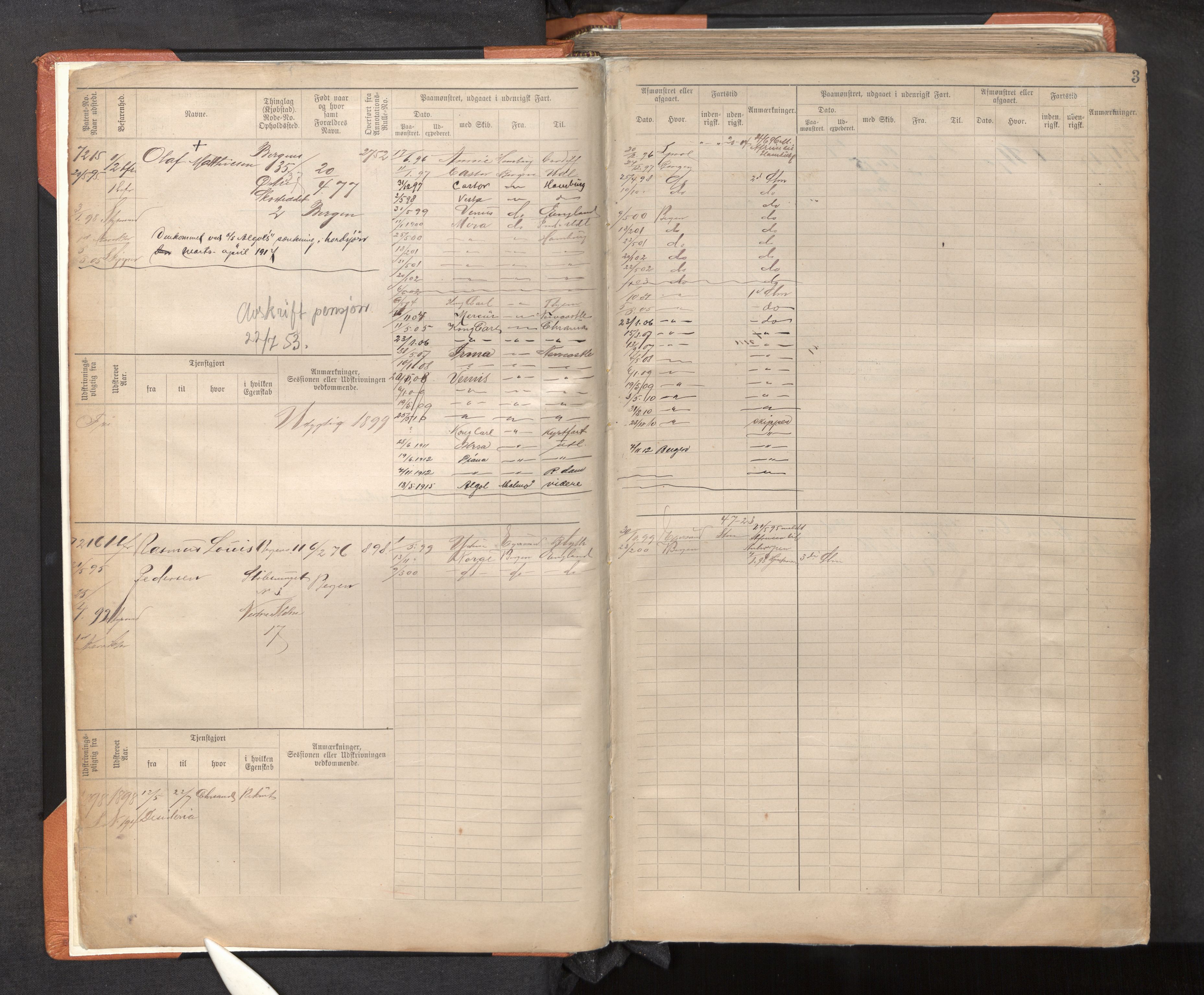 Innrulleringssjefen i Bergen, AV/SAB-A-100050/F/Fc/L0012: Sjøfartshovedrulle, nr. 7211 - 8168, 1895-1900, s. 3