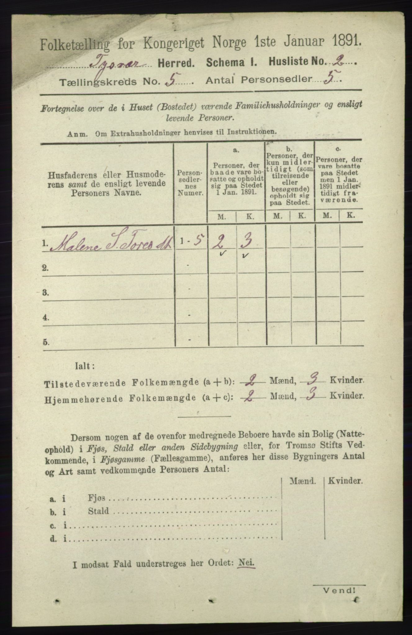 RA, Folketelling 1891 for 1146 Tysvær herred, 1891, s. 1788