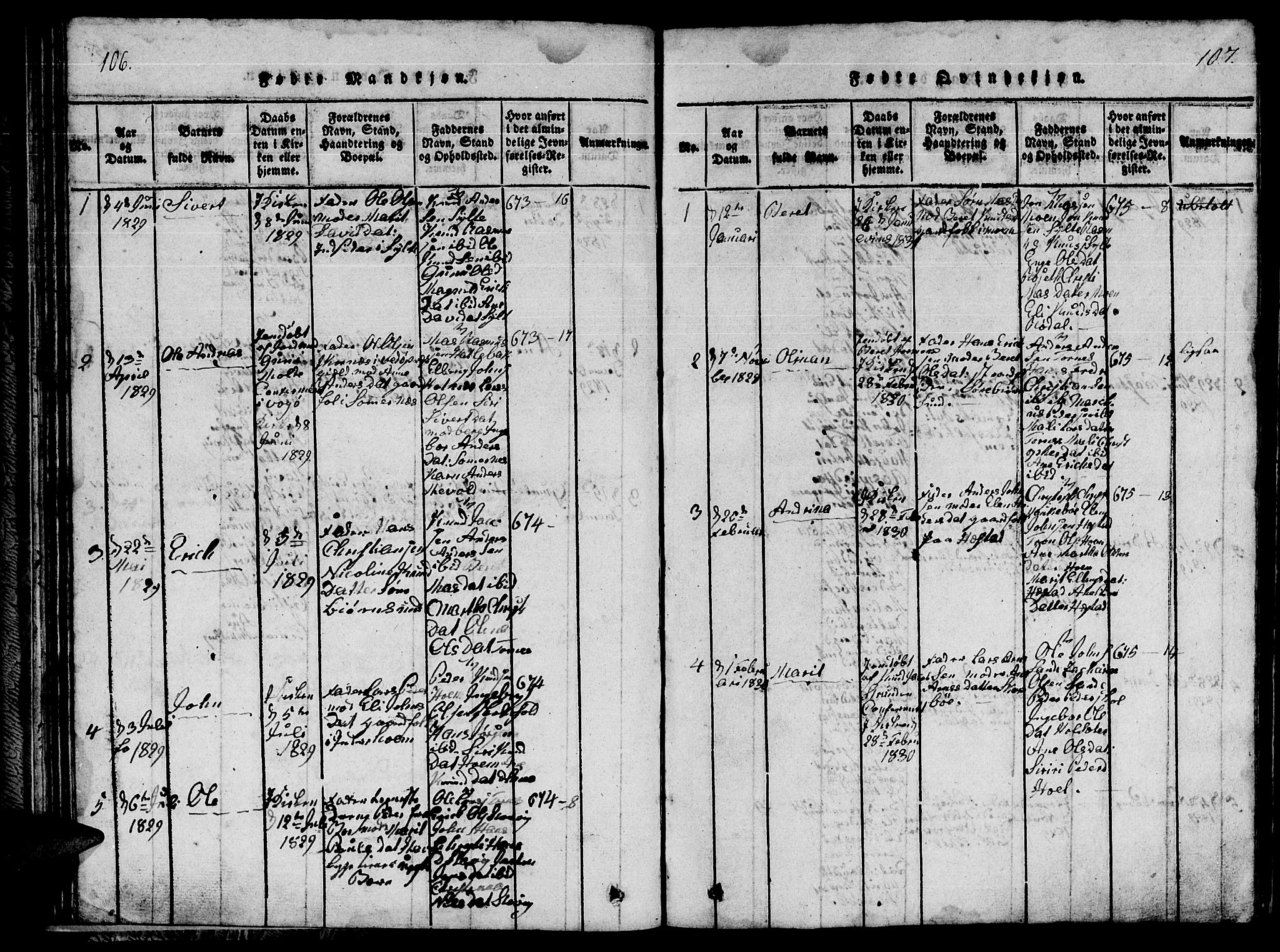 Ministerialprotokoller, klokkerbøker og fødselsregistre - Møre og Romsdal, AV/SAT-A-1454/565/L0752: Klokkerbok nr. 565C01, 1817-1844, s. 106-107