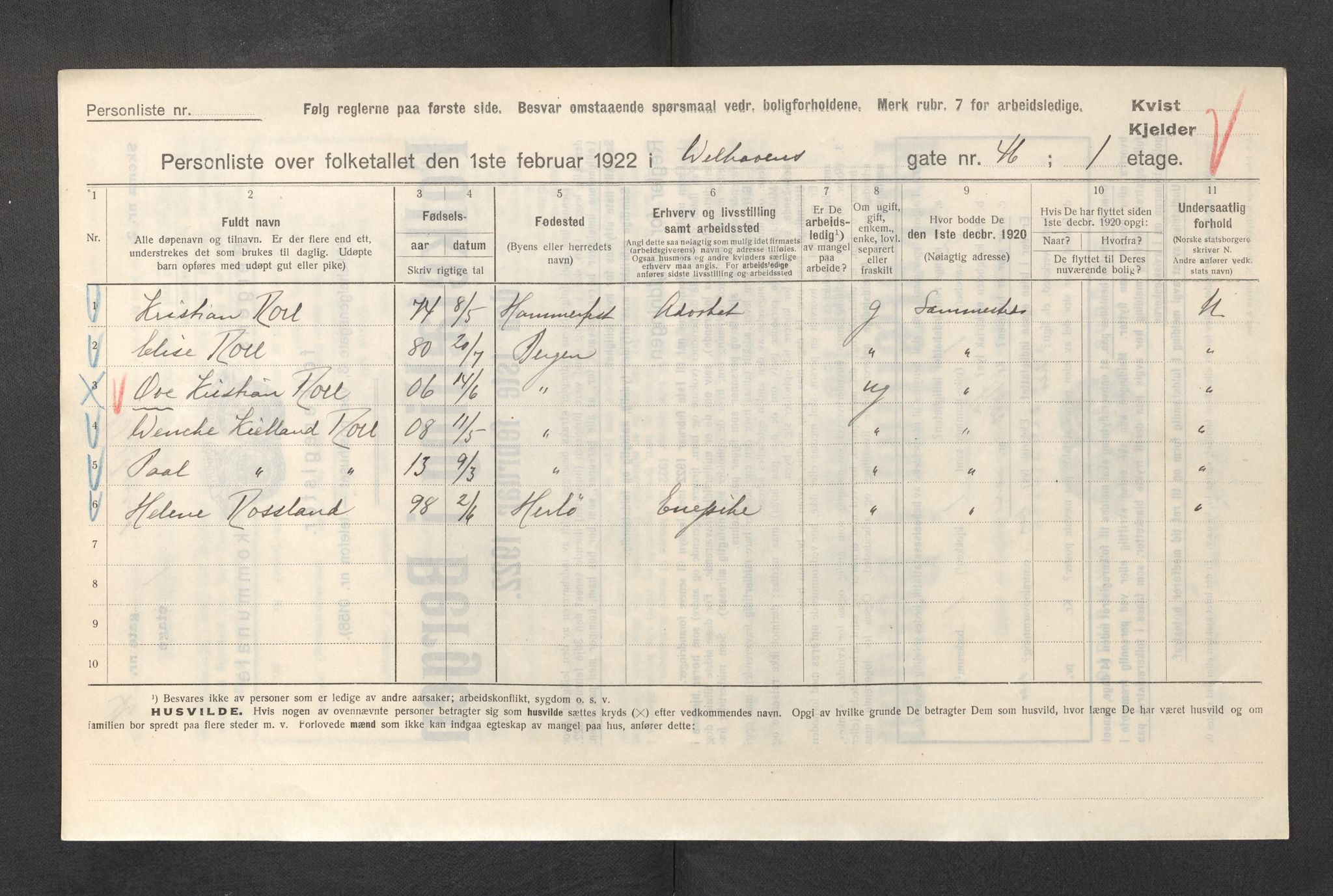 SAB, Kommunal folketelling 1922 for Bergen kjøpstad, 1922, s. 47322