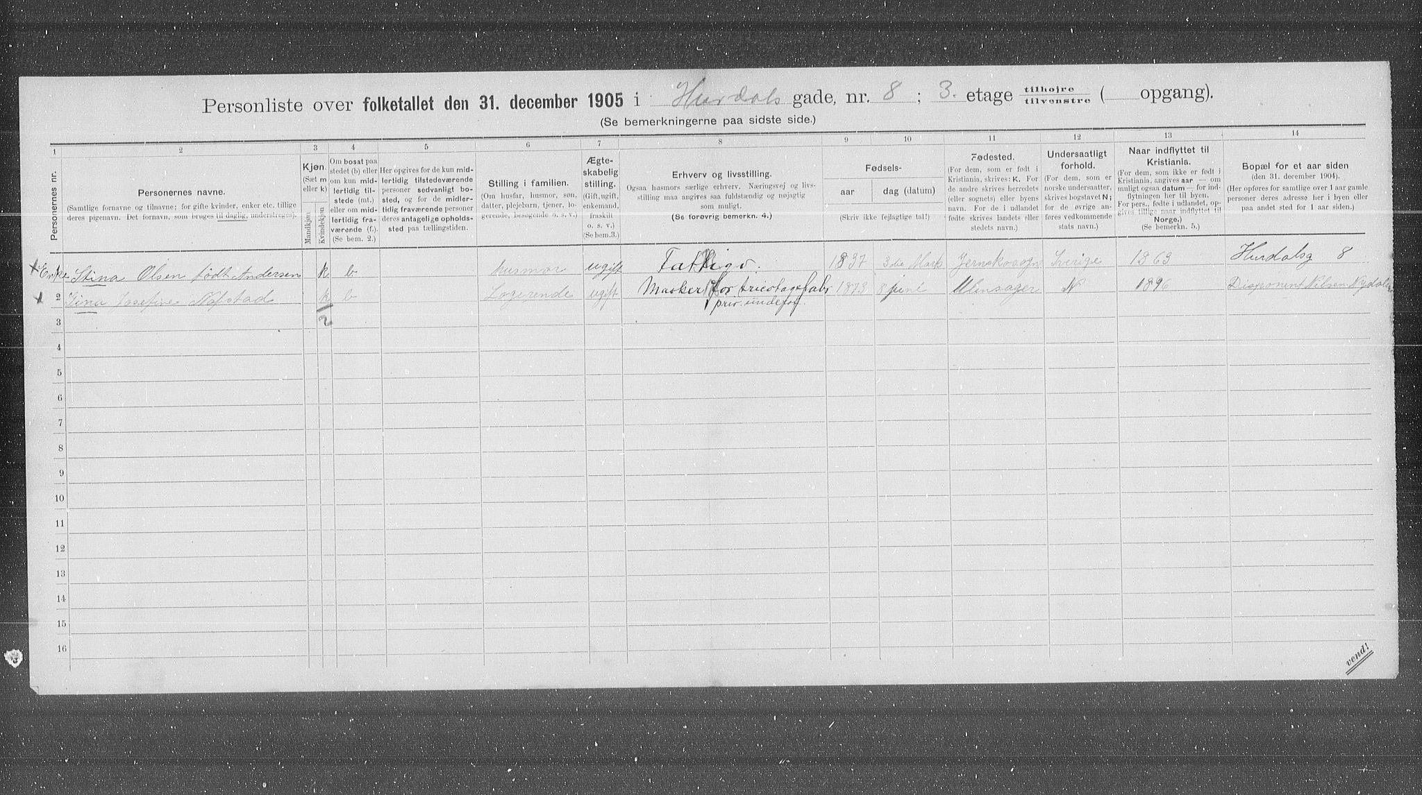 OBA, Kommunal folketelling 31.12.1905 for Kristiania kjøpstad, 1905, s. 21956