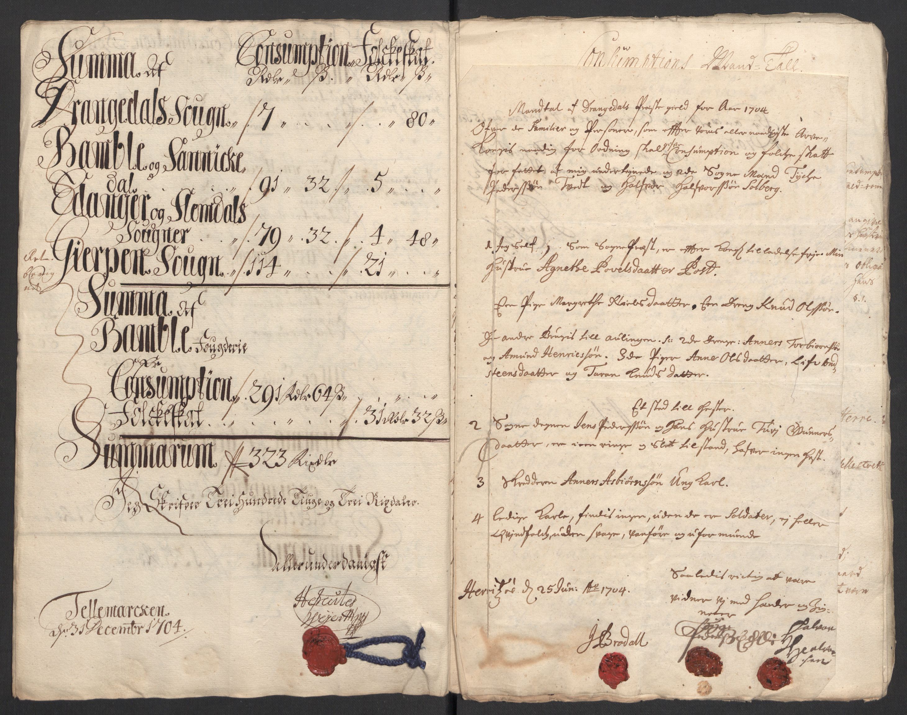 Rentekammeret inntil 1814, Reviderte regnskaper, Fogderegnskap, AV/RA-EA-4092/R36/L2112: Fogderegnskap Øvre og Nedre Telemark og Bamble, 1704, s. 196