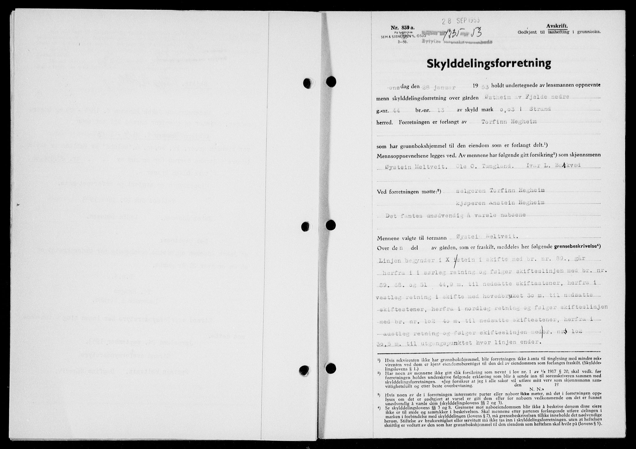 Ryfylke tingrett, SAST/A-100055/001/II/IIB/L0123: Pantebok nr. 102, 1953-1954, Dagboknr: 1735/1953