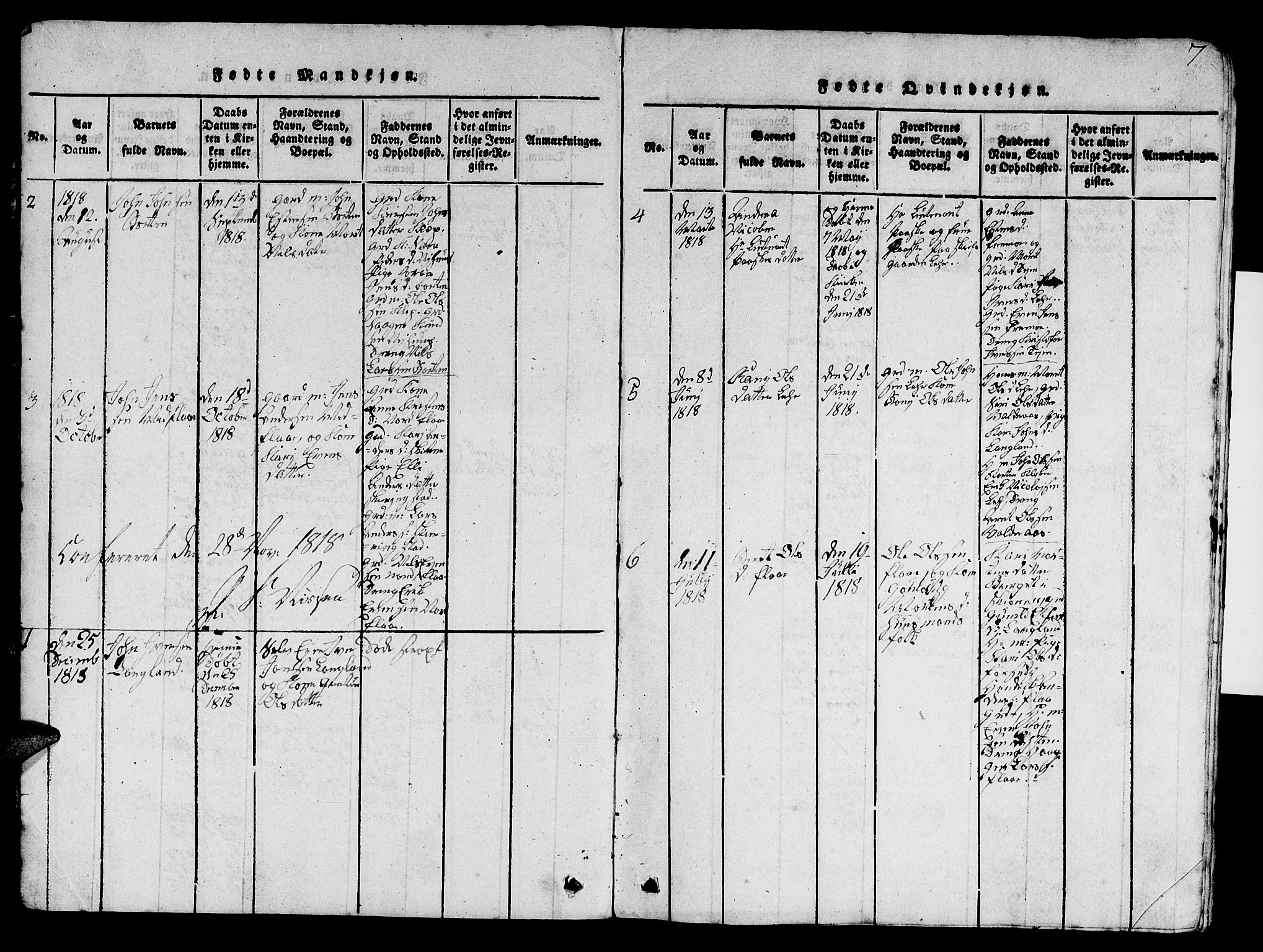 Ministerialprotokoller, klokkerbøker og fødselsregistre - Sør-Trøndelag, AV/SAT-A-1456/693/L1121: Klokkerbok nr. 693C02, 1816-1869, s. 7