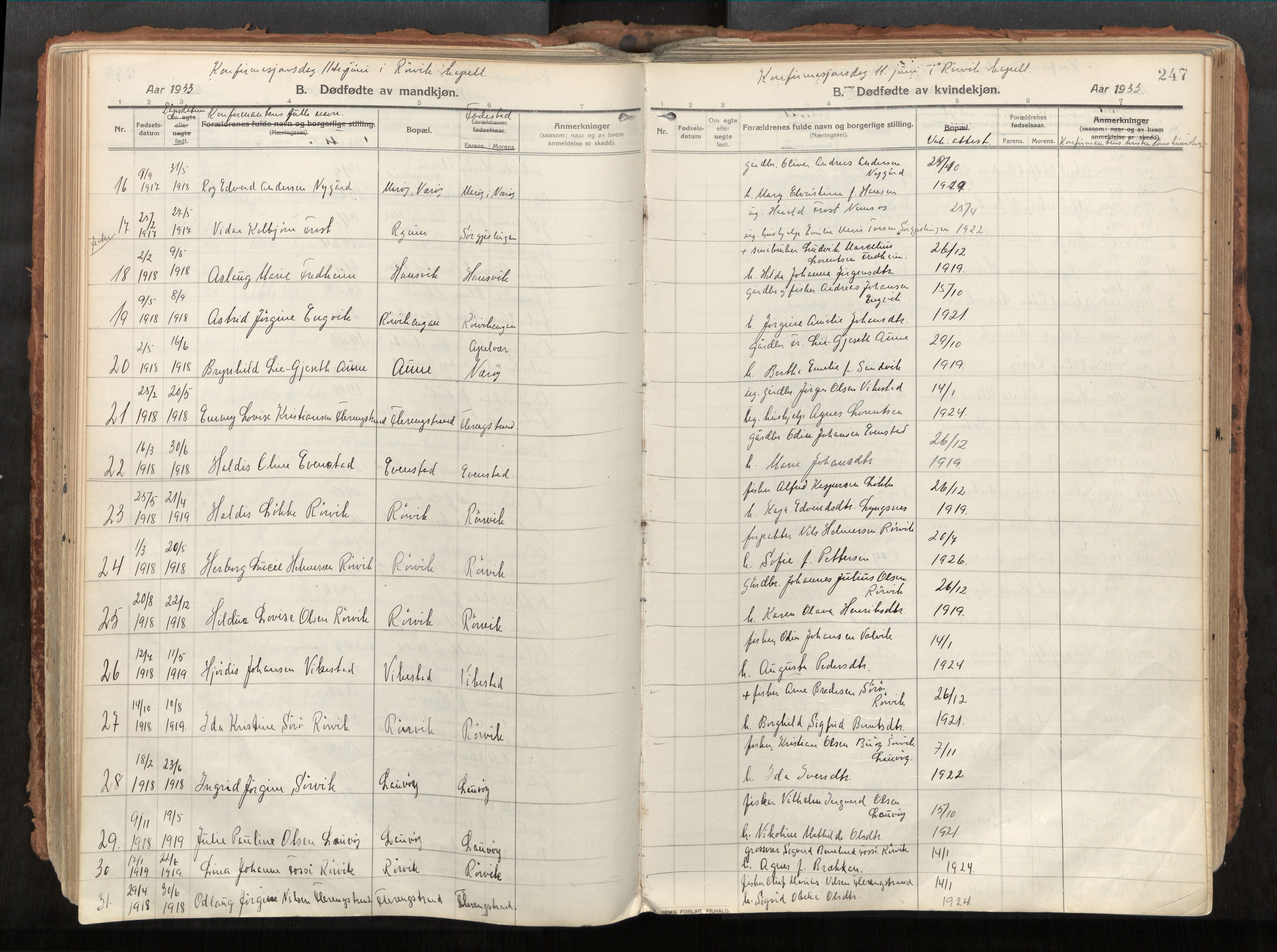 Vikna sokneprestkontor, AV/SAT-A-1173/1/I/I1/I1a/L0001: Ministerialbok nr. 1, 1913-1934, s. 247