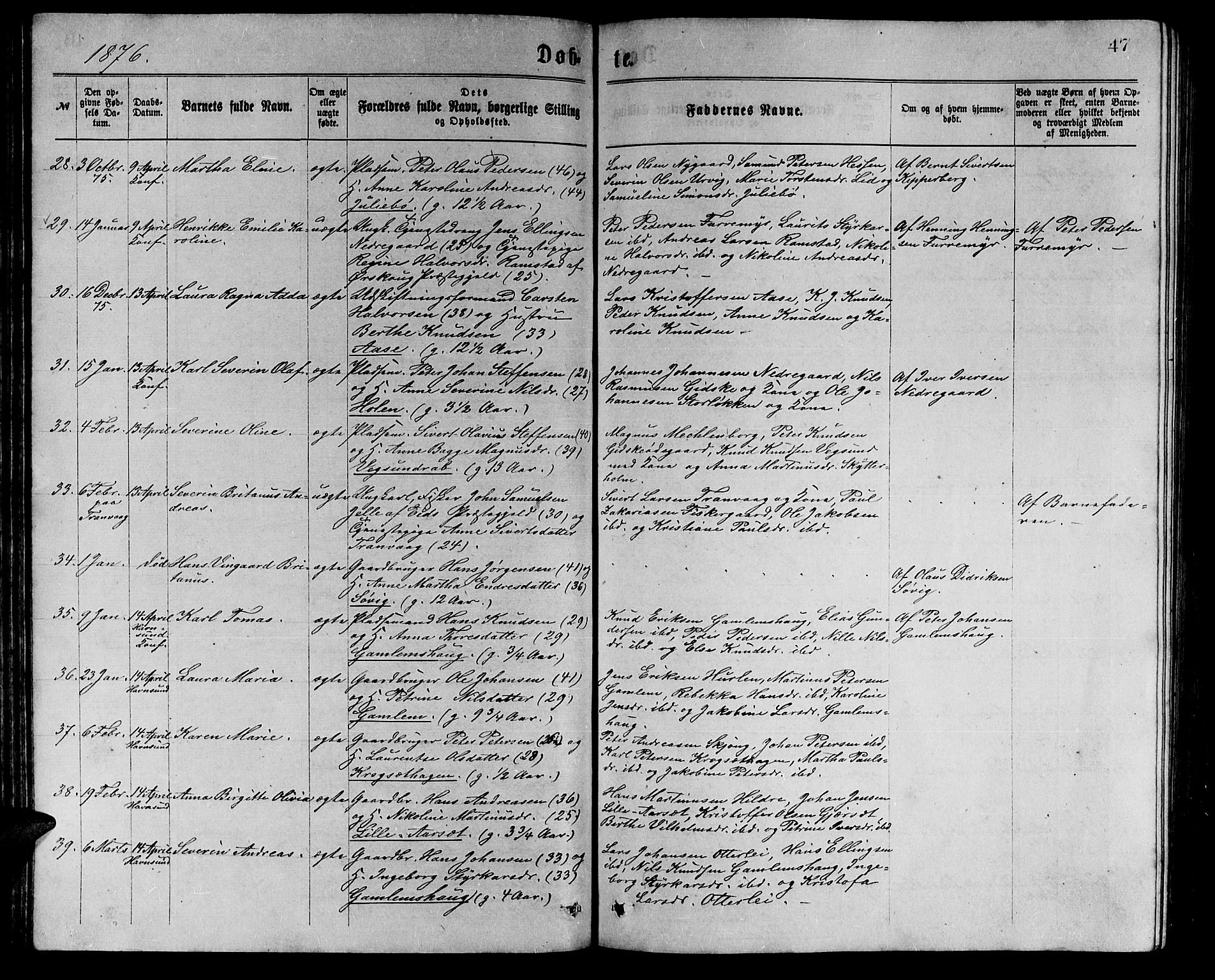 Ministerialprotokoller, klokkerbøker og fødselsregistre - Møre og Romsdal, AV/SAT-A-1454/528/L0429: Klokkerbok nr. 528C10, 1872-1886, s. 47