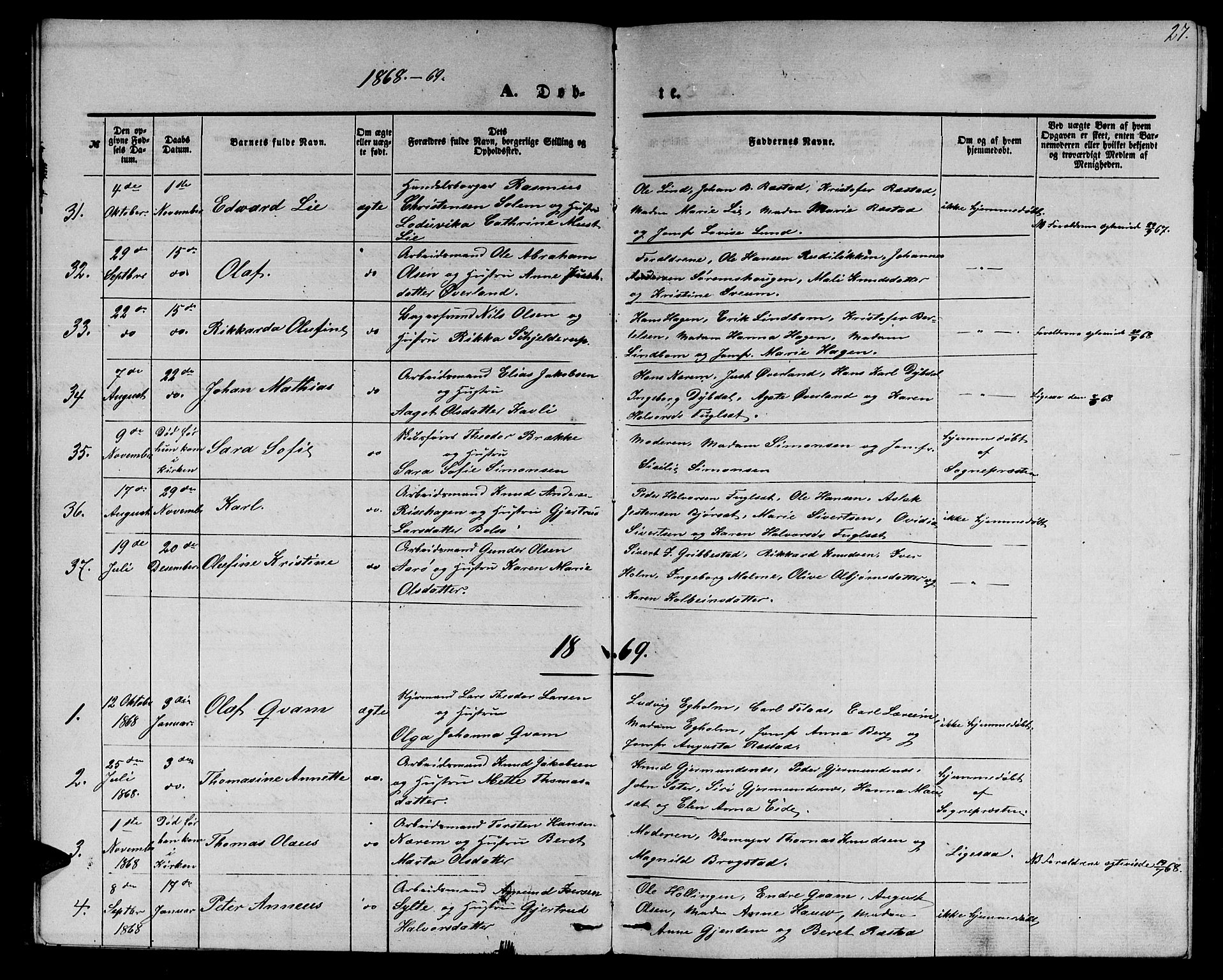 Ministerialprotokoller, klokkerbøker og fødselsregistre - Møre og Romsdal, SAT/A-1454/558/L0701: Klokkerbok nr. 558C02, 1862-1879, s. 27