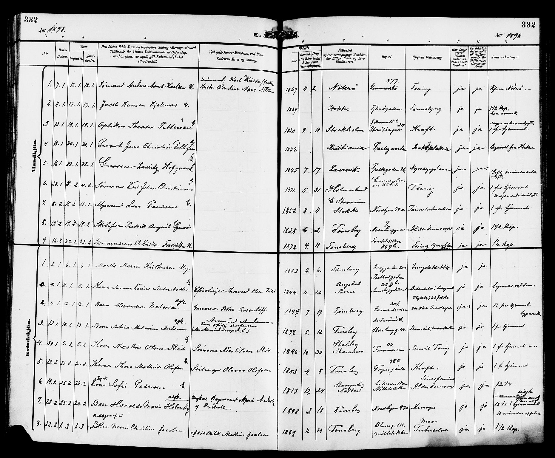 Tønsberg kirkebøker, AV/SAKO-A-330/G/Ga/L0007: Klokkerbok nr. 7, 1896-1904, s. 332
