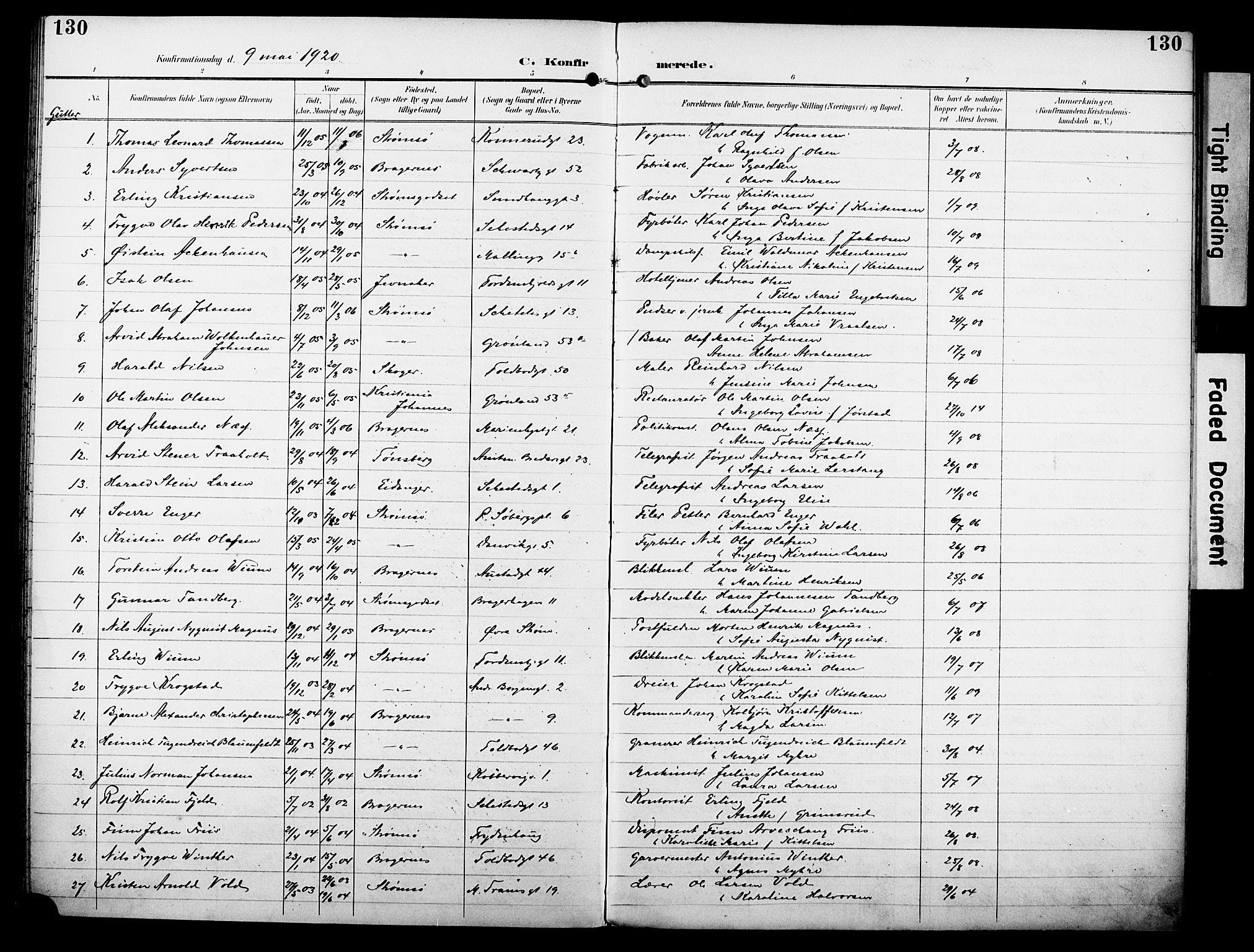 Strømsø kirkebøker, AV/SAKO-A-246/F/Fa/L0025: Ministerialbok nr. I 25, 1893-1922, s. 130