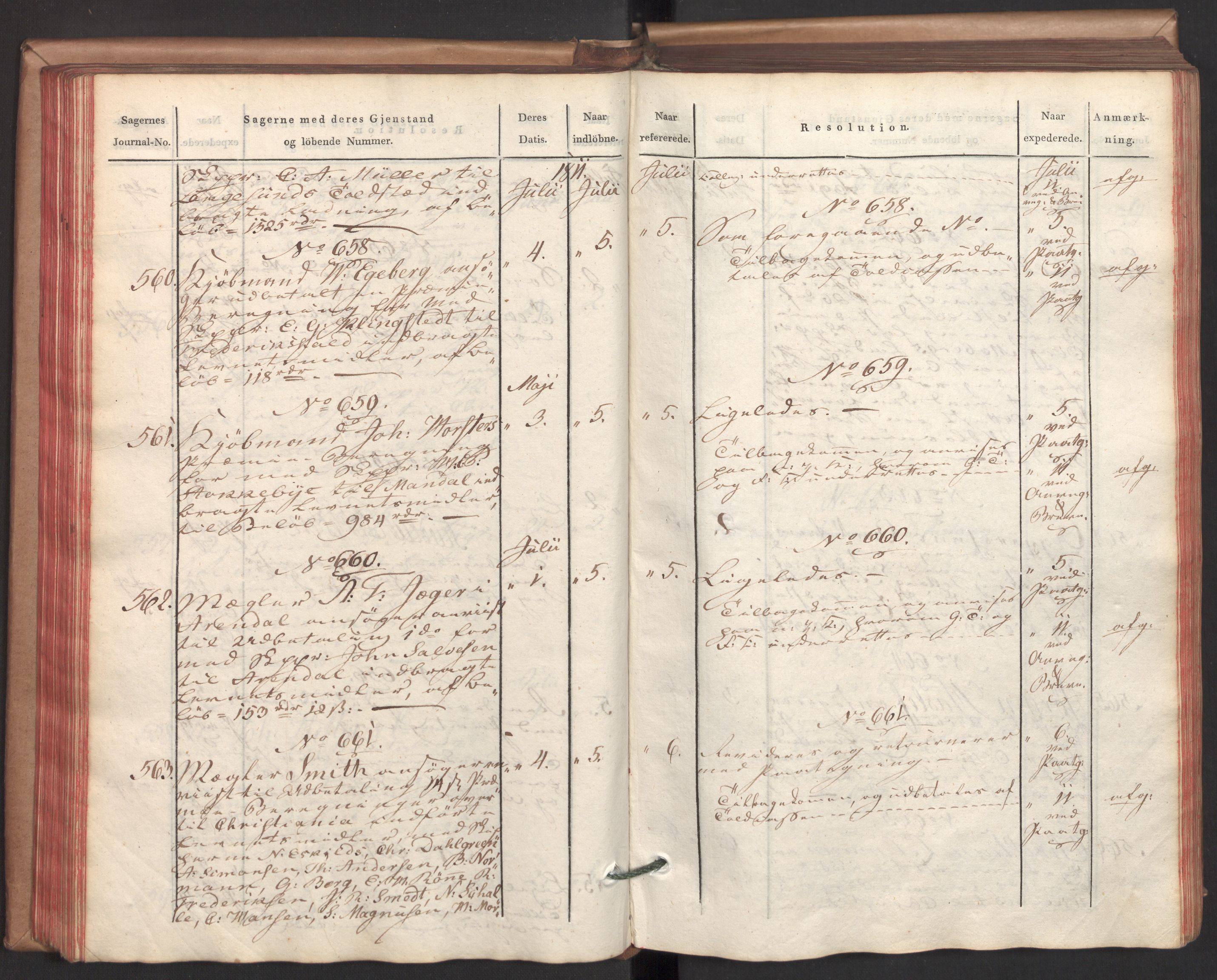 Stattholderembetet 1810-1814, 2. kontor (Kontor B), AV/RA-EA-5432/Ab/L0002: Referatprotokoll,  j.nr. 291-1001,  l.nr. 348-1179, 1811, s. 106