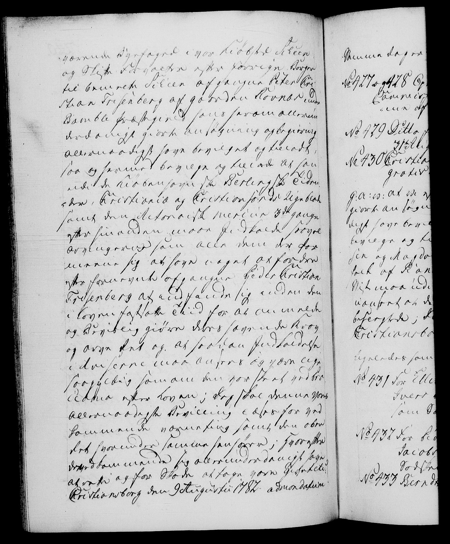 Danske Kanselli 1572-1799, RA/EA-3023/F/Fc/Fca/Fcaa/L0049: Norske registre, 1782-1783, s. 240b