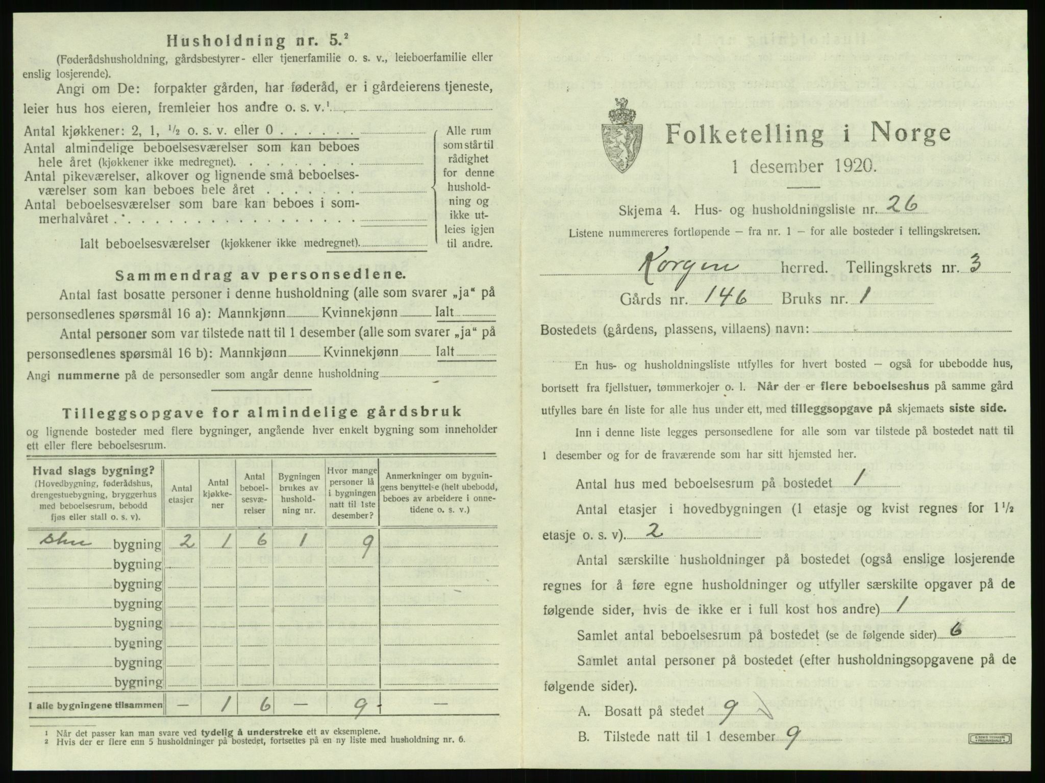 SAT, Folketelling 1920 for 1830 Korgen herred, 1920, s. 232