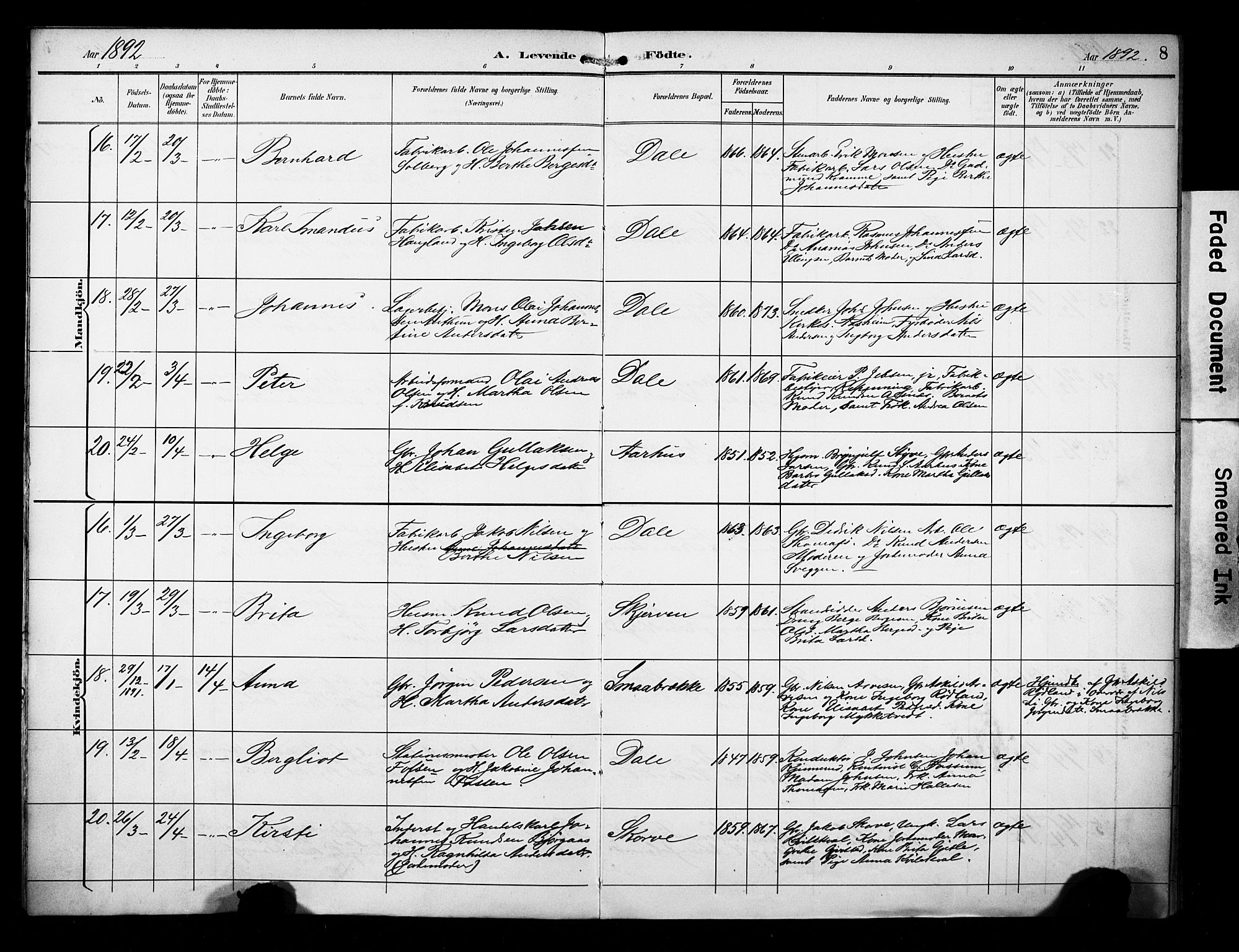 Evanger sokneprestembete, AV/SAB-A-99924: Ministerialbok nr. A 2, 1892-1899, s. 8