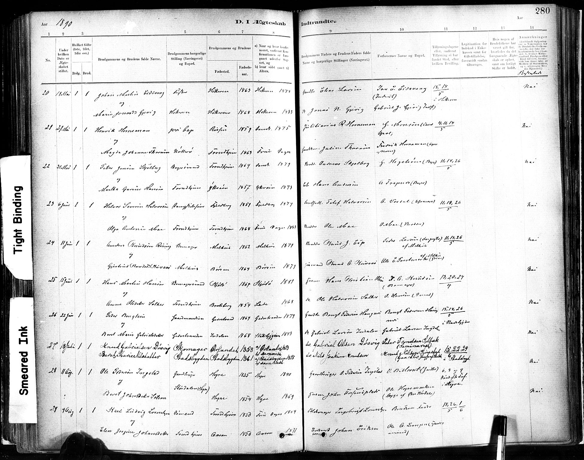 Ministerialprotokoller, klokkerbøker og fødselsregistre - Sør-Trøndelag, AV/SAT-A-1456/602/L0119: Ministerialbok nr. 602A17, 1880-1901, s. 280