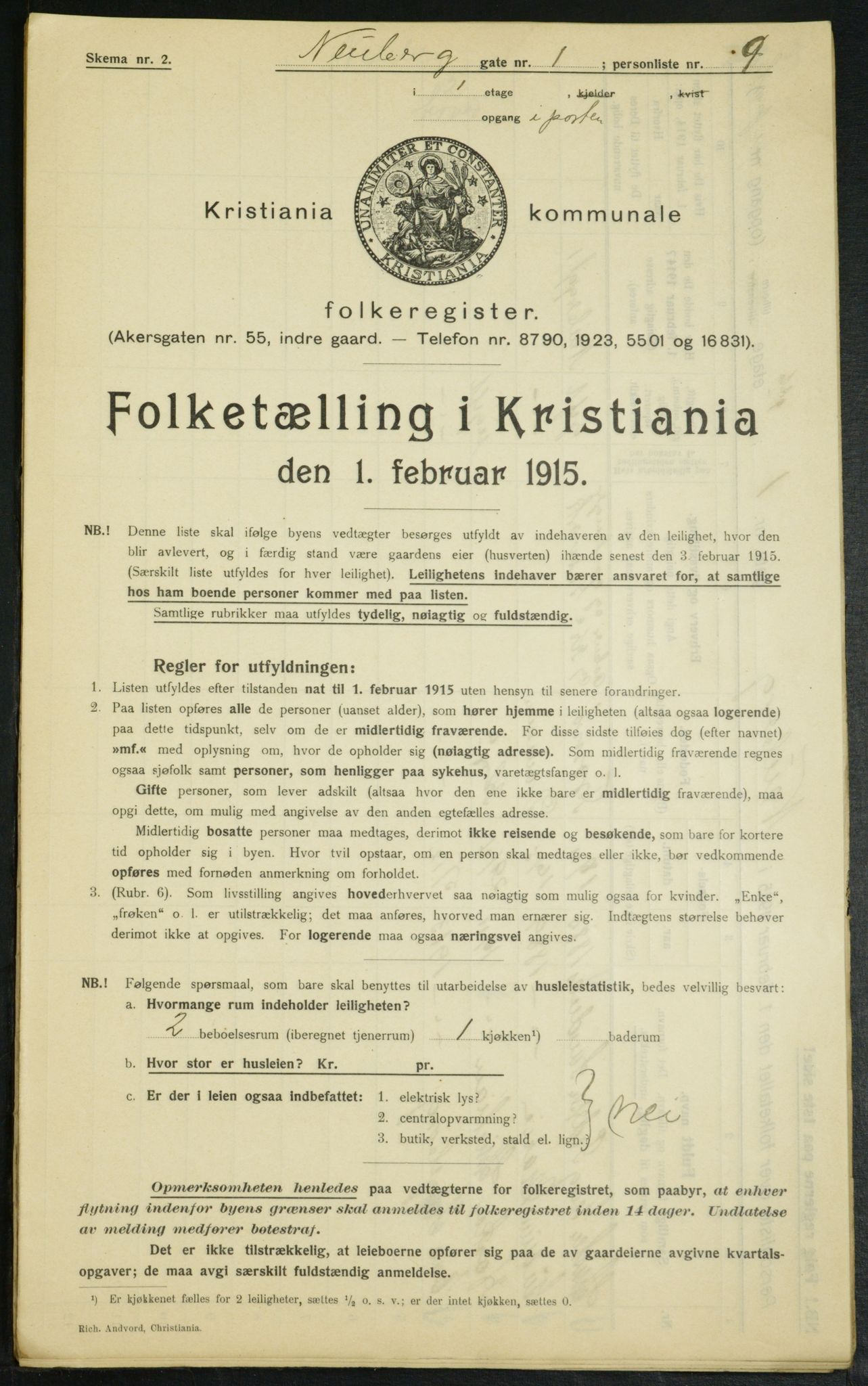 OBA, Kommunal folketelling 1.2.1915 for Kristiania, 1915, s. 69056