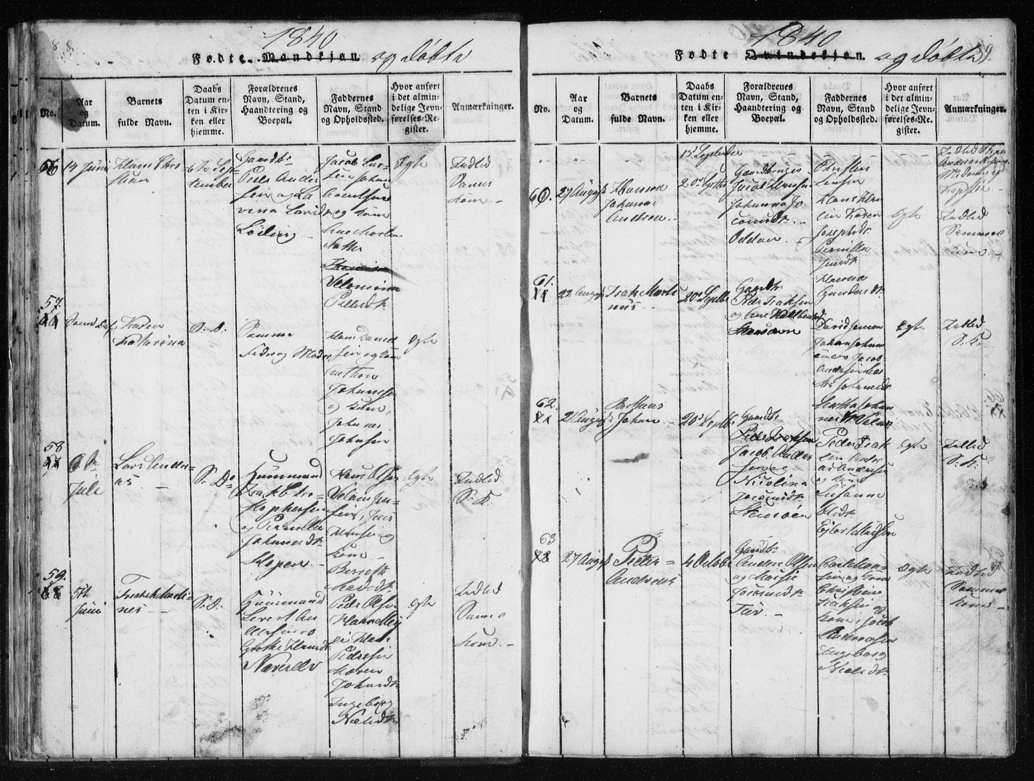 Ministerialprotokoller, klokkerbøker og fødselsregistre - Nordland, AV/SAT-A-1459/801/L0027: Klokkerbok nr. 801C02, 1835-1845, s. 88-89