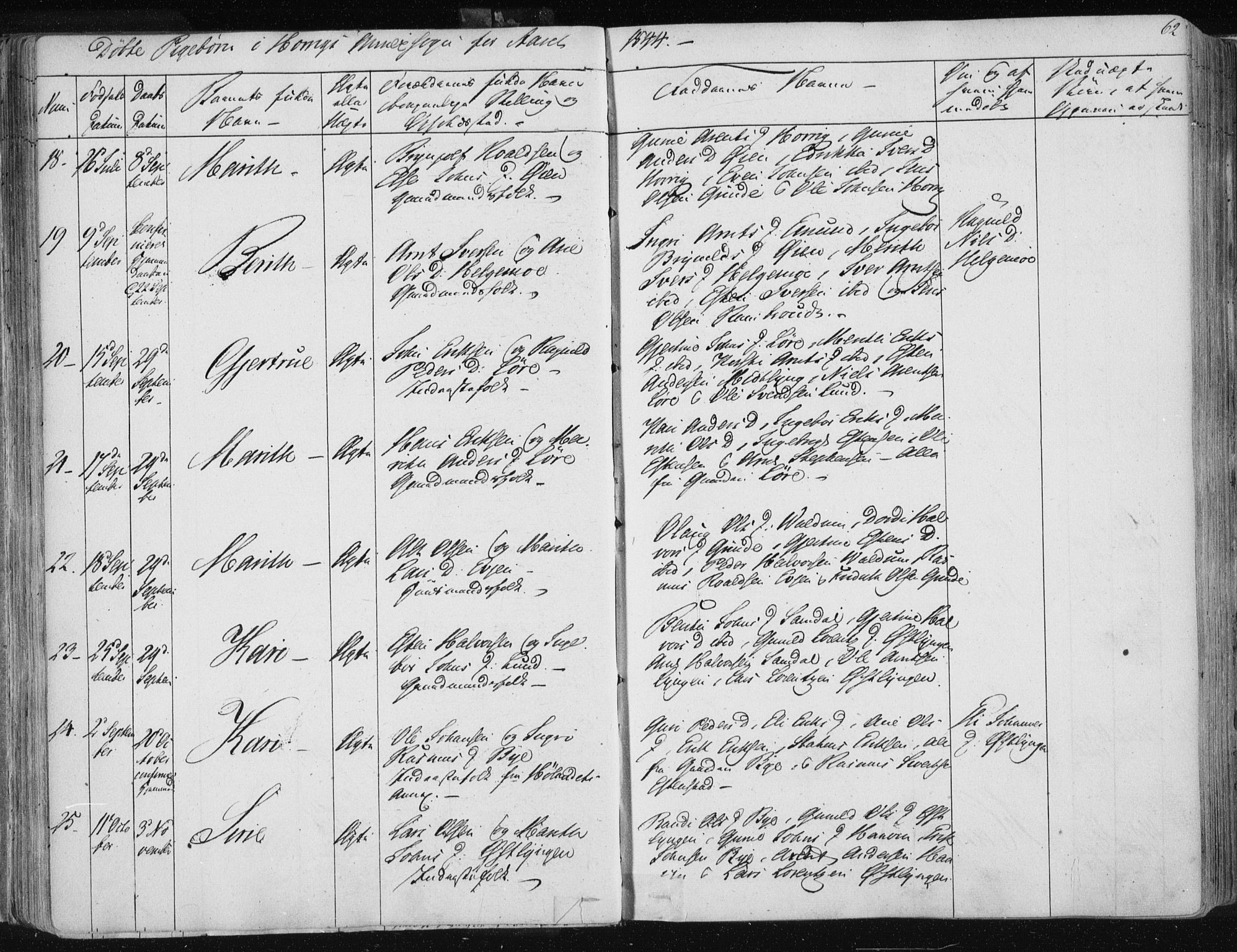 Ministerialprotokoller, klokkerbøker og fødselsregistre - Sør-Trøndelag, SAT/A-1456/687/L0998: Ministerialbok nr. 687A05 /2, 1843-1849, s. 62