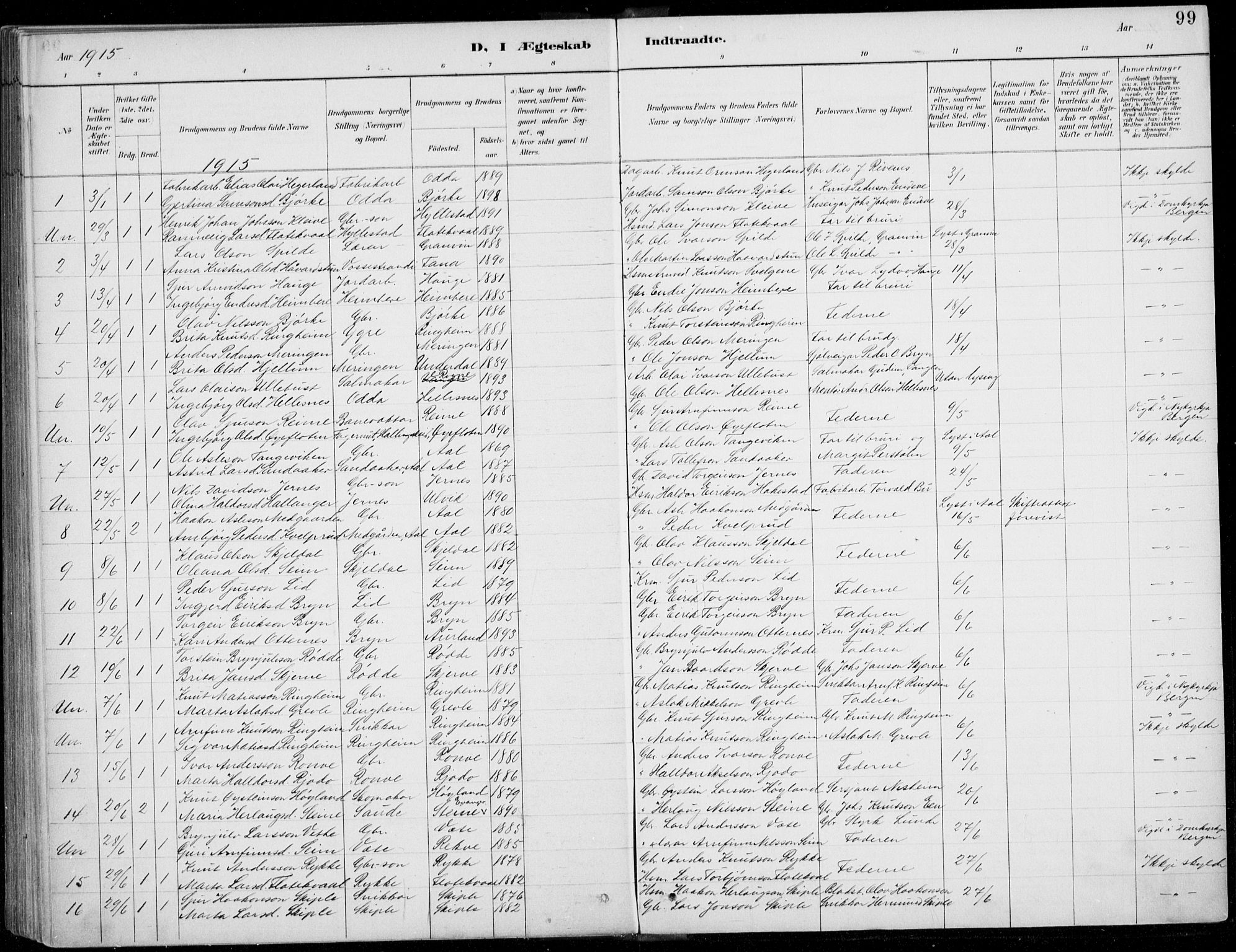 Voss sokneprestembete, AV/SAB-A-79001/H/Haa: Ministerialbok nr. C  1, 1887-1915, s. 99