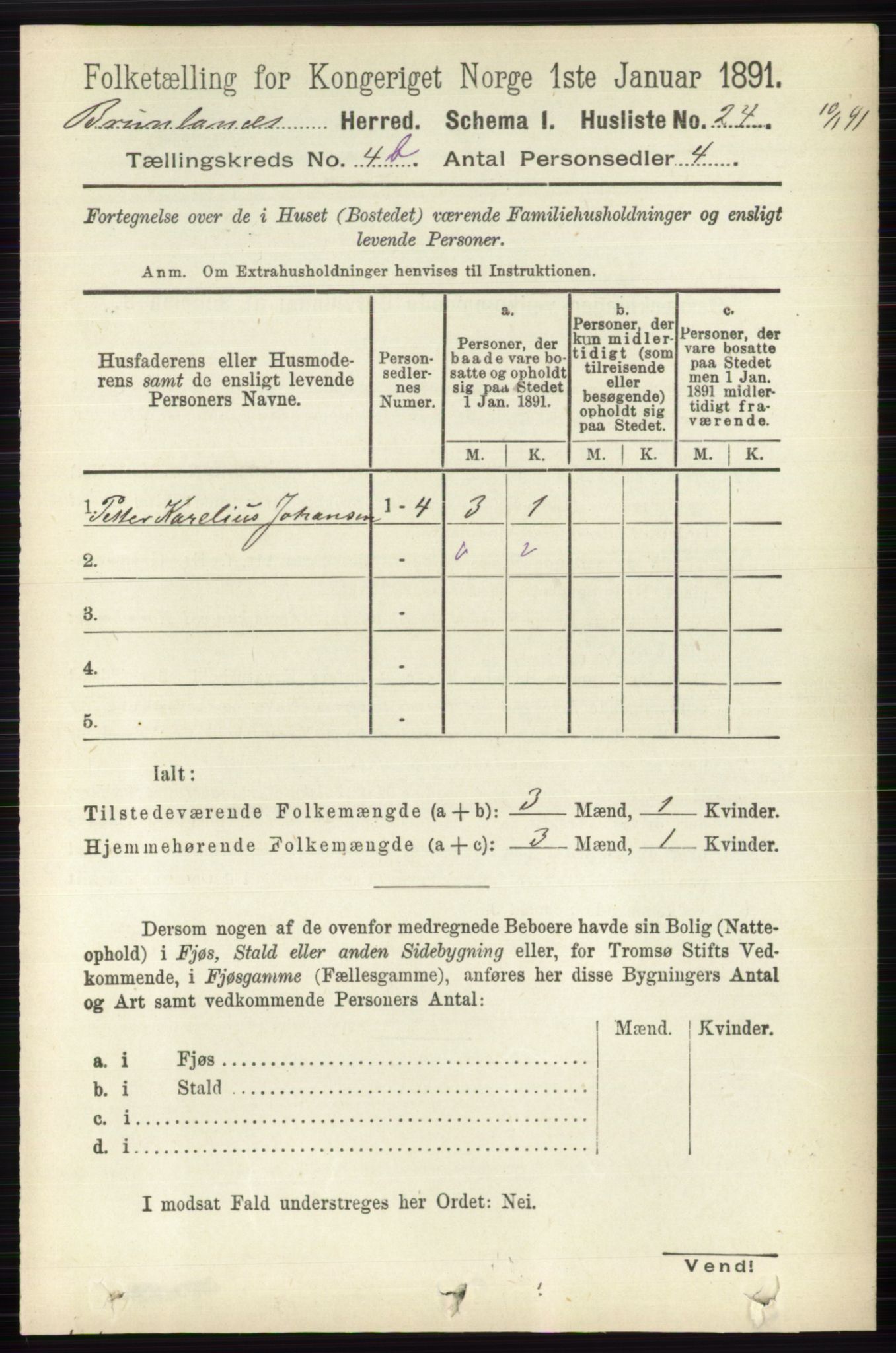 RA, Folketelling 1891 for 0726 Brunlanes herred, 1891, s. 2029