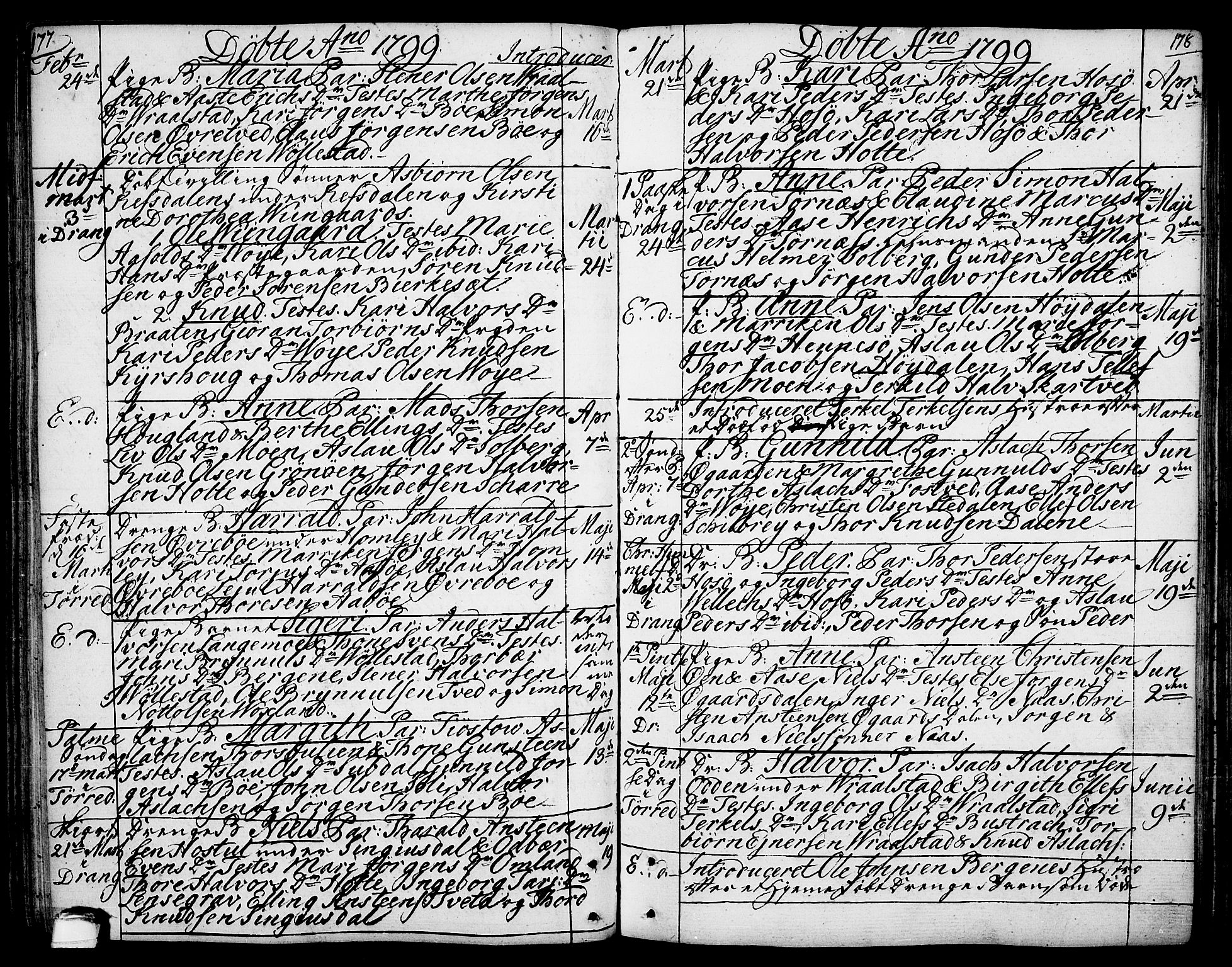 Drangedal kirkebøker, AV/SAKO-A-258/F/Fa/L0003: Ministerialbok nr. 3, 1768-1814, s. 177-178